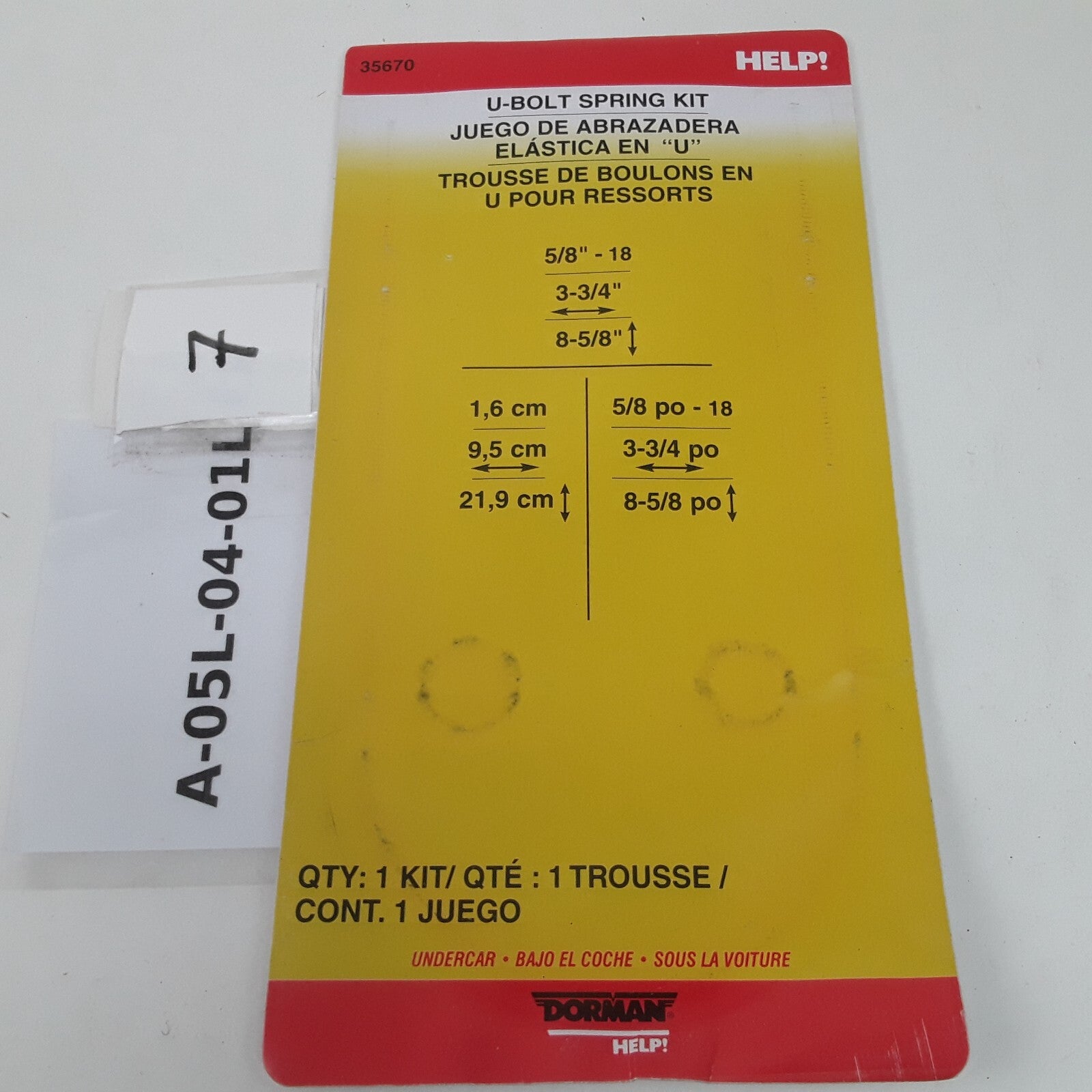 Dorman 35670 Threaded Round U-Bolt Durable Steel 5/8 X 8 - 5/8 X 3 - 3/4 Round
