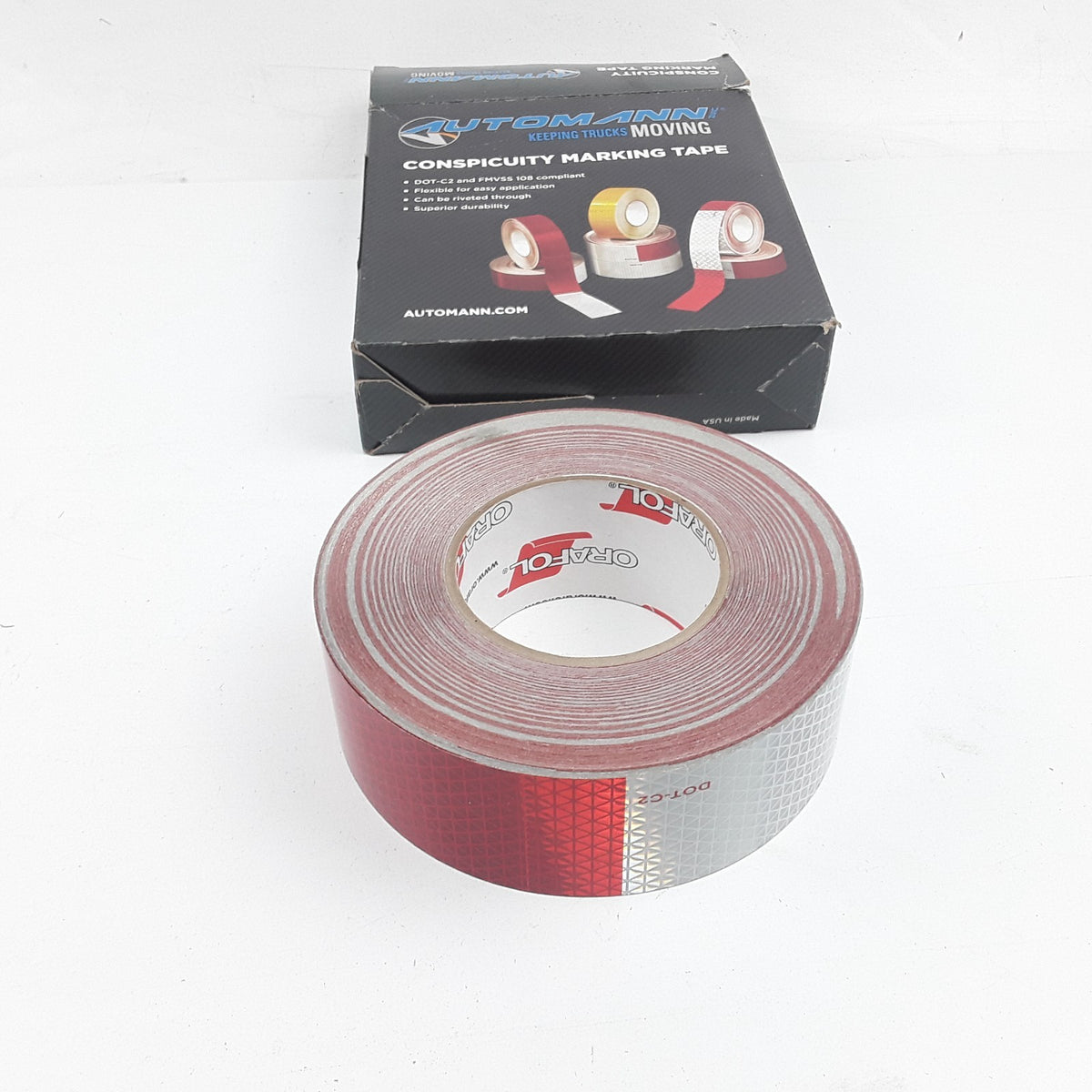 Automann 571.CT0501 Reflective Tape Red and White Length 150 Foot x Width 2 inch