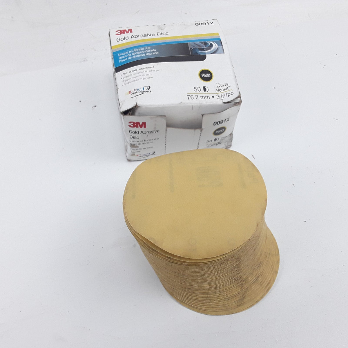 3M 00912 Hookit Gold Abrasive Disc P500 3 in 76,2mm 50 Discs Per Carton