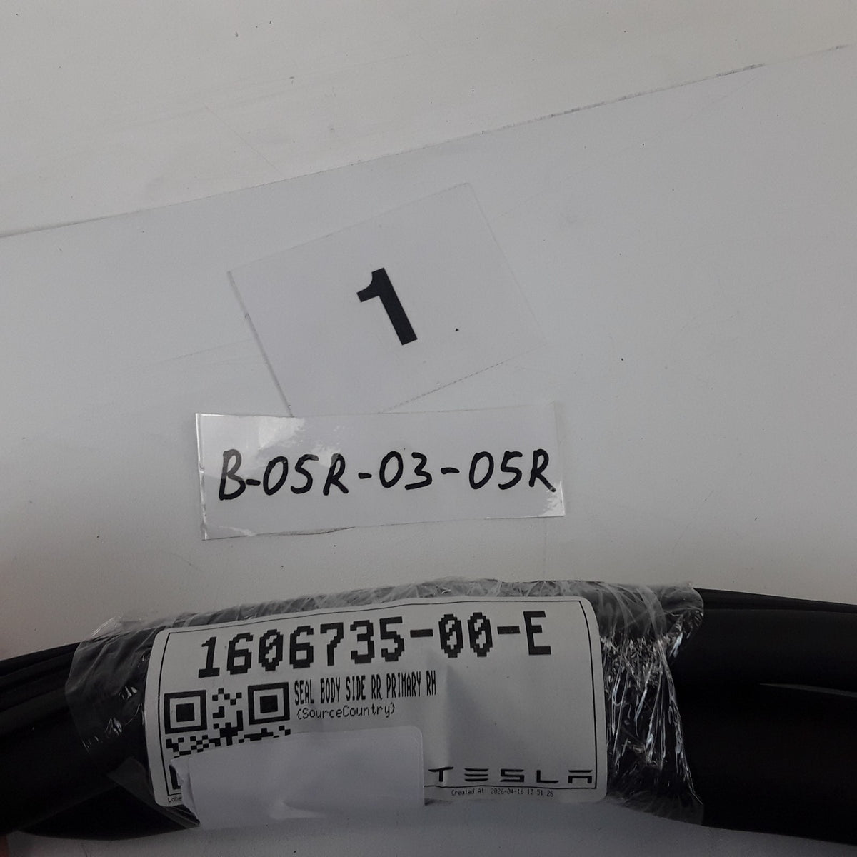 For Tesla Model S 2021-2025 Rear Right Primary Body Seal OEM 1606735-00-E