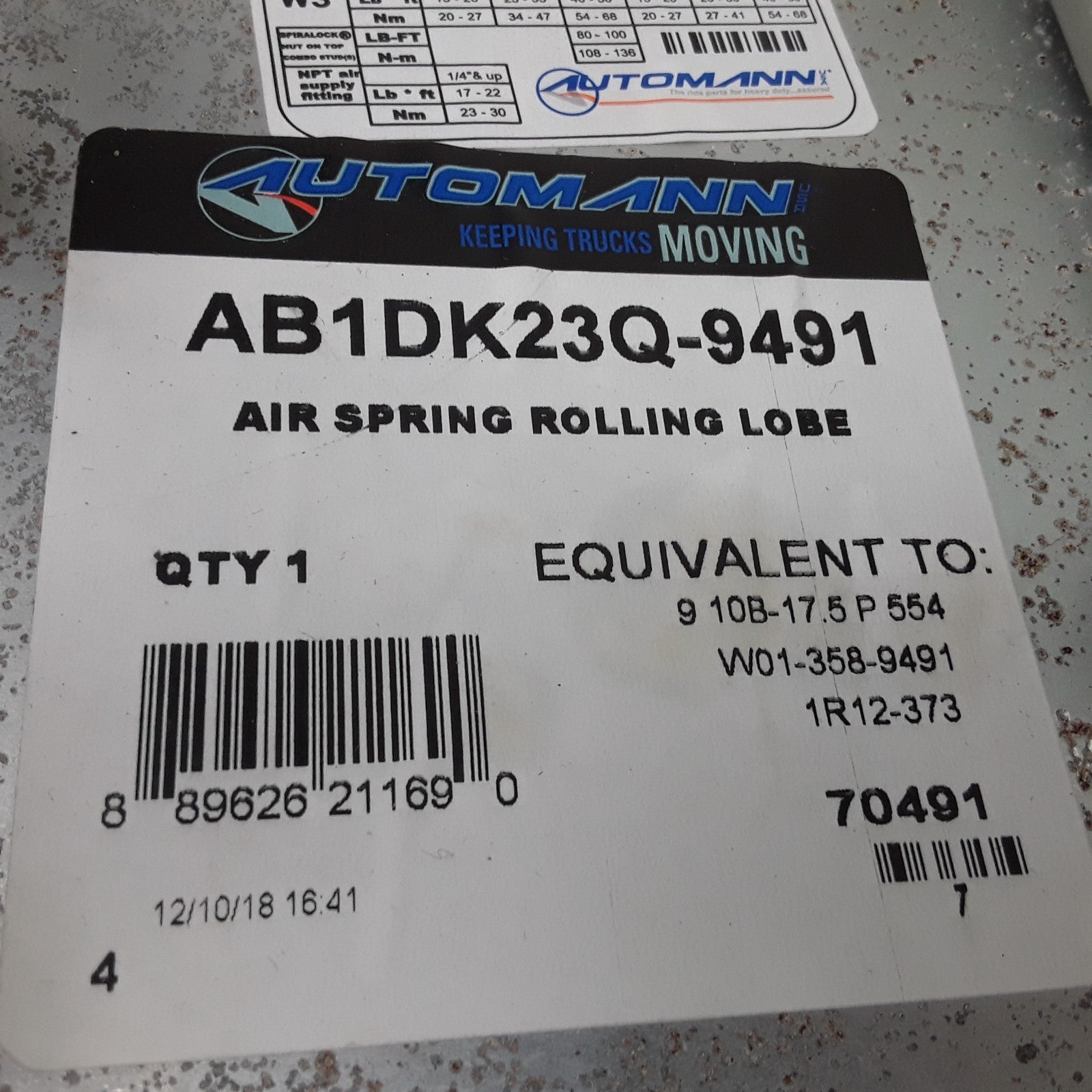 Automann AB1DK23Q-9491 Super Cushion Rolling Lobe Air Springs High Performance