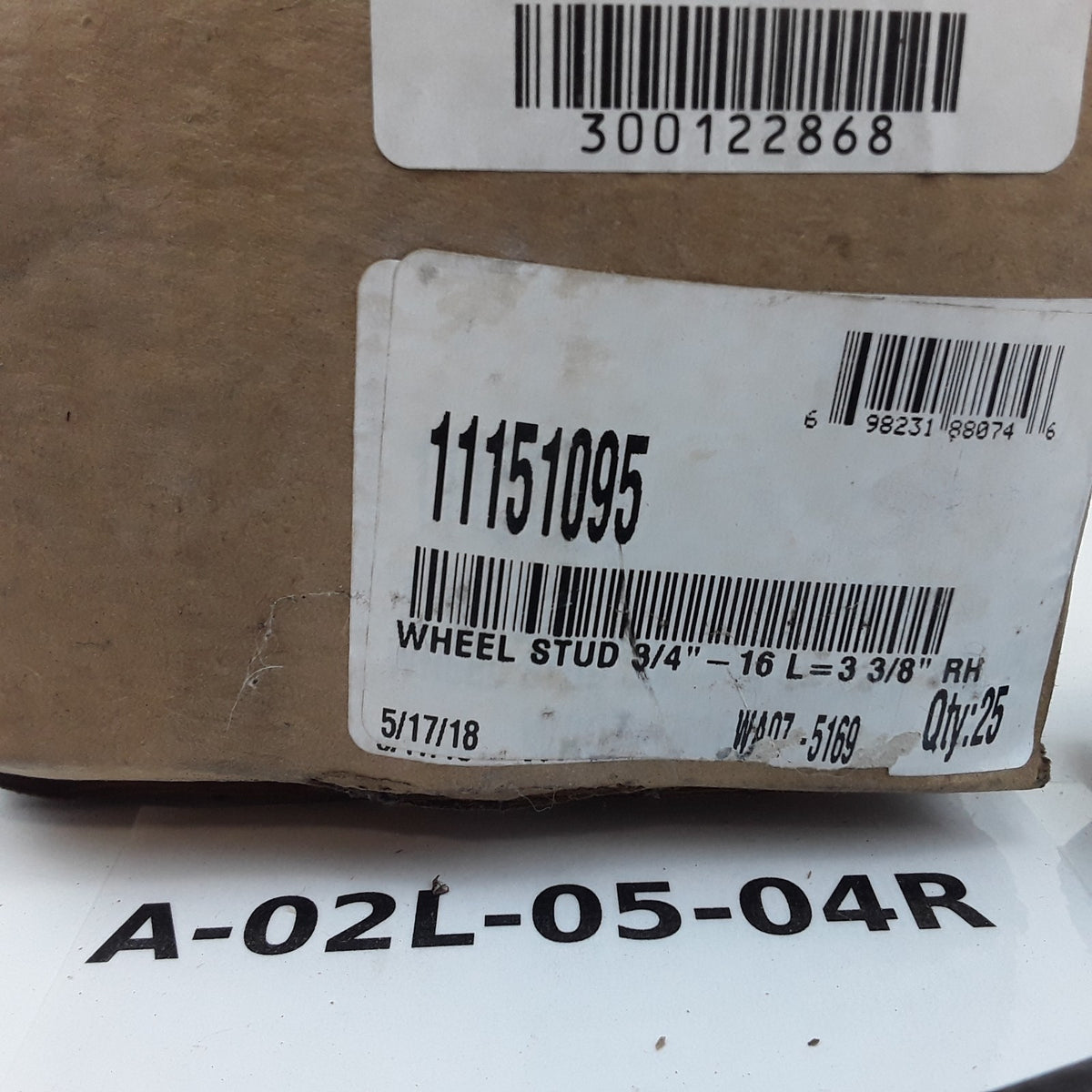 25 World American WA07-5169 Right Hand Wheel Stud 3-3/8 inch Length Under Head