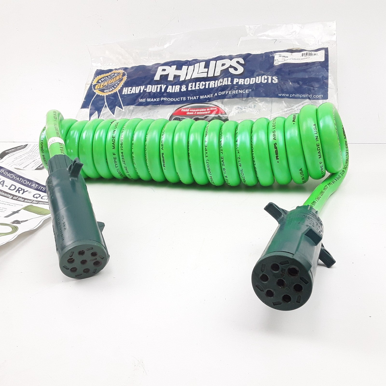 Phillips Industries 30-9624 - ABS Coiled Cable - 15 ft., with Quick Change Plug