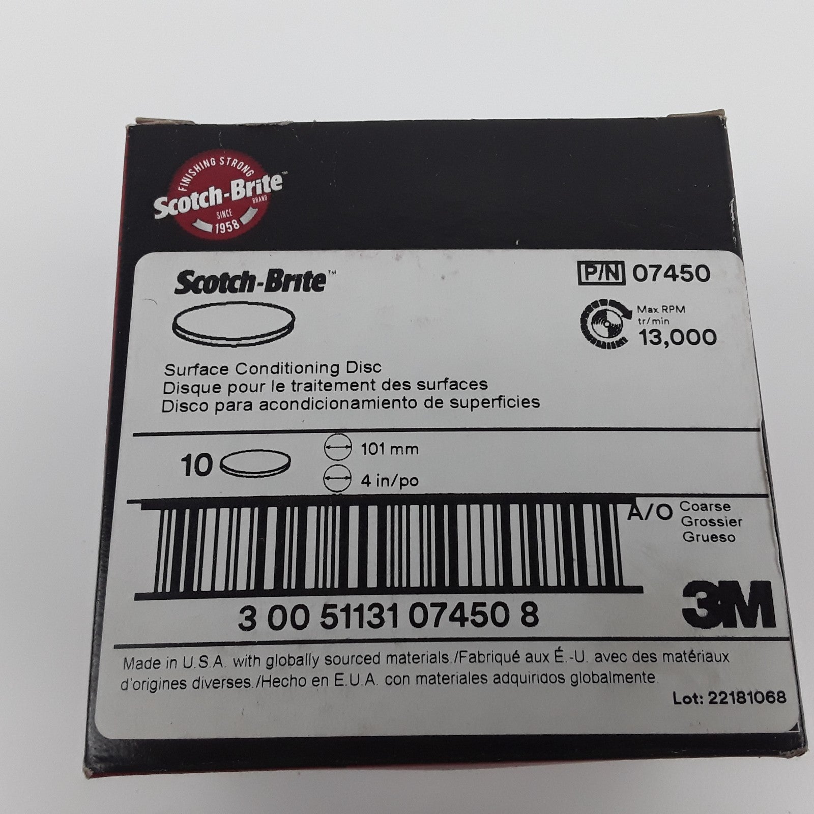 3M Automotive 07450 4" Scotch Brite Surface Conditioning Discs Coarse Brown 10pk