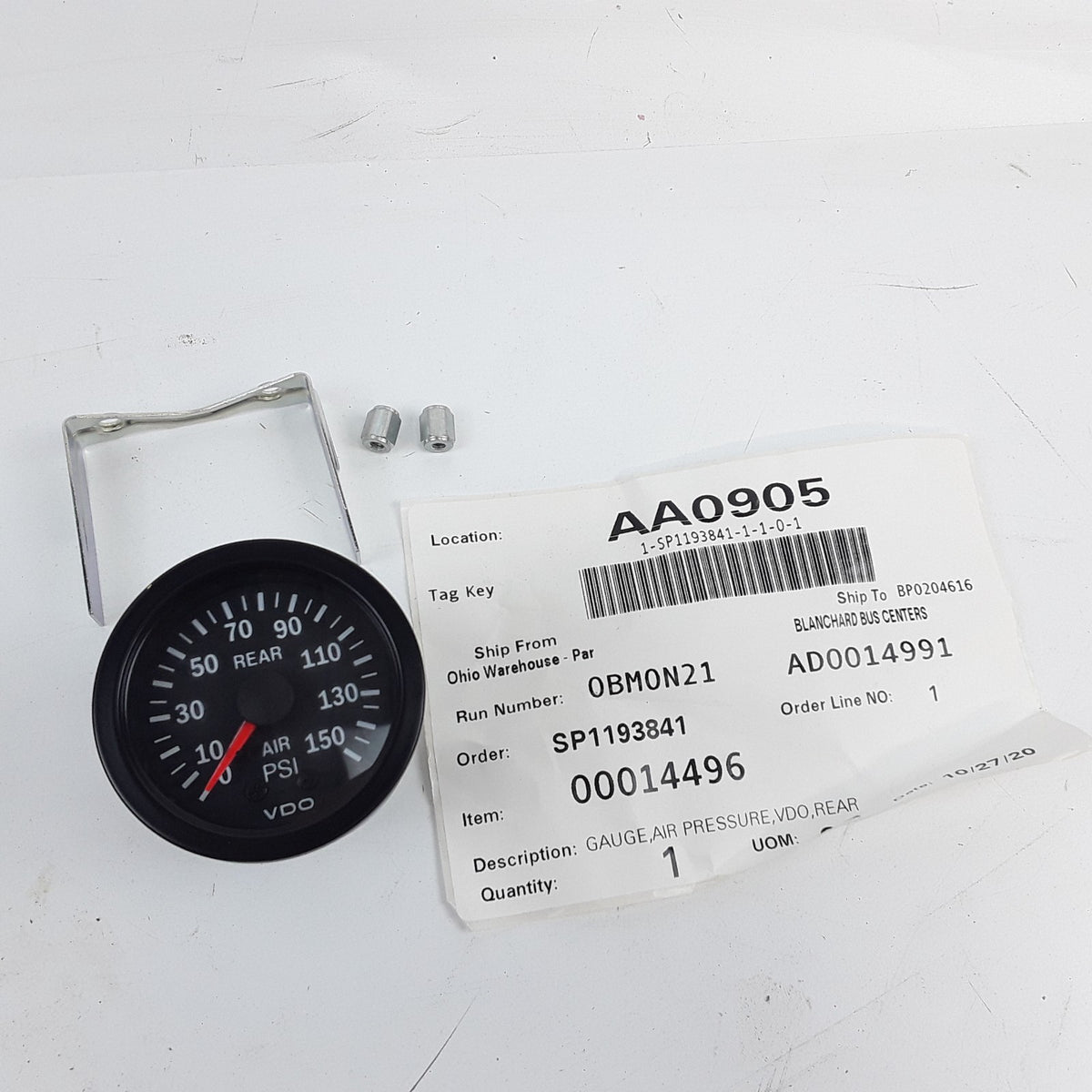 VDO Rear Air Pressure Gauge 0-150 psi Fits Commercial Truck and Bus