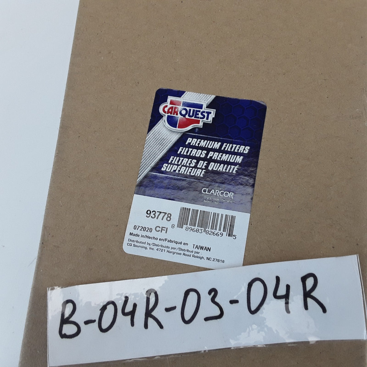 Carquest 93778 Cabin Air Filter Fits Caterpillar Excavators, Forestry Equipment