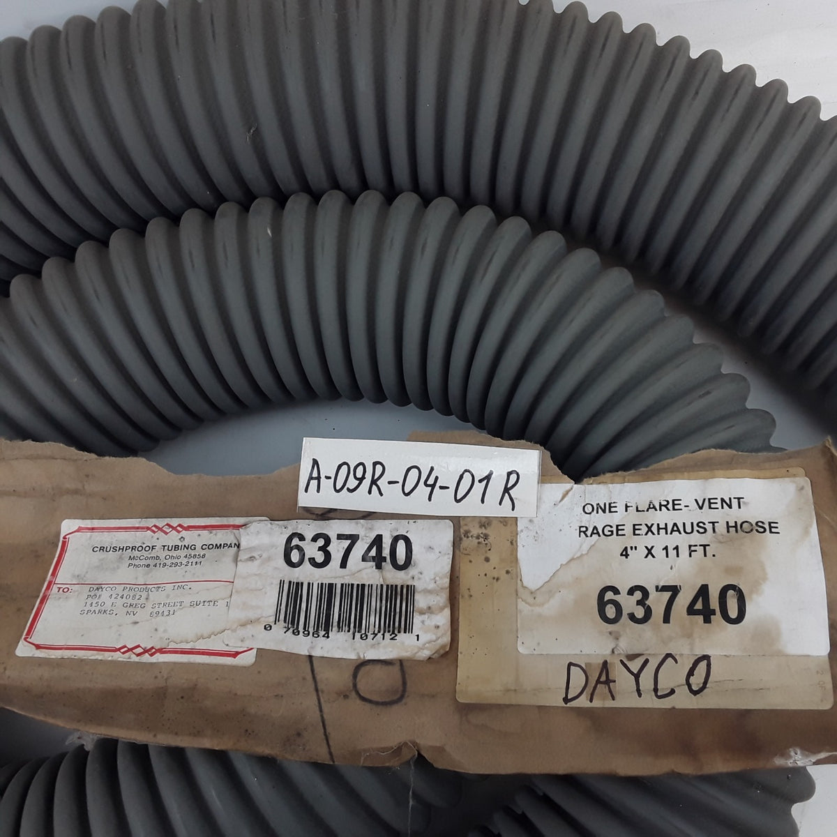 Dayco 63740 Garage Vent Rage Exhaust Hose Rubber 11 Foot Long 4" Inner