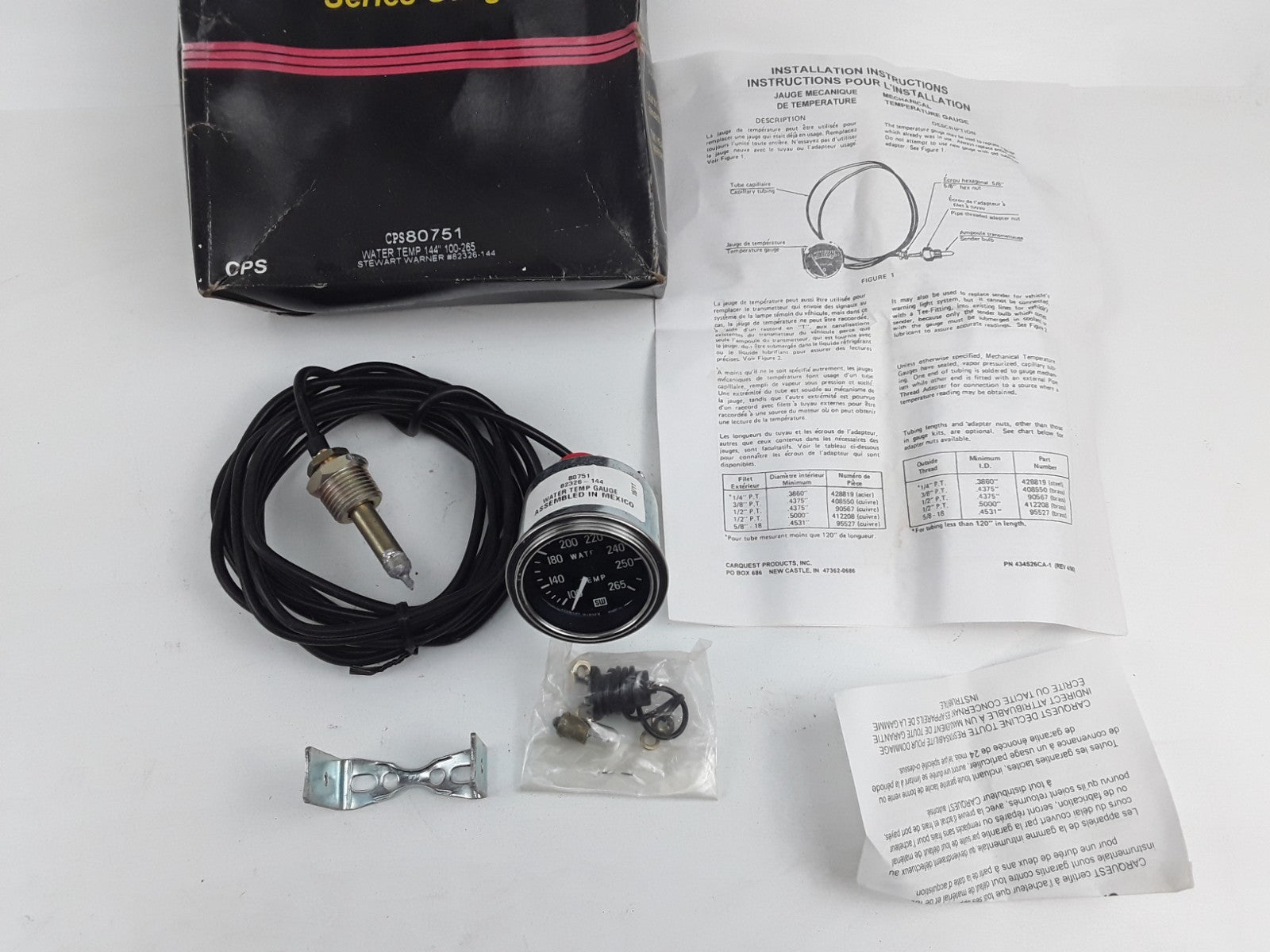 Stewart Warner 82326-144 Professional Series Water Temperature Gauge