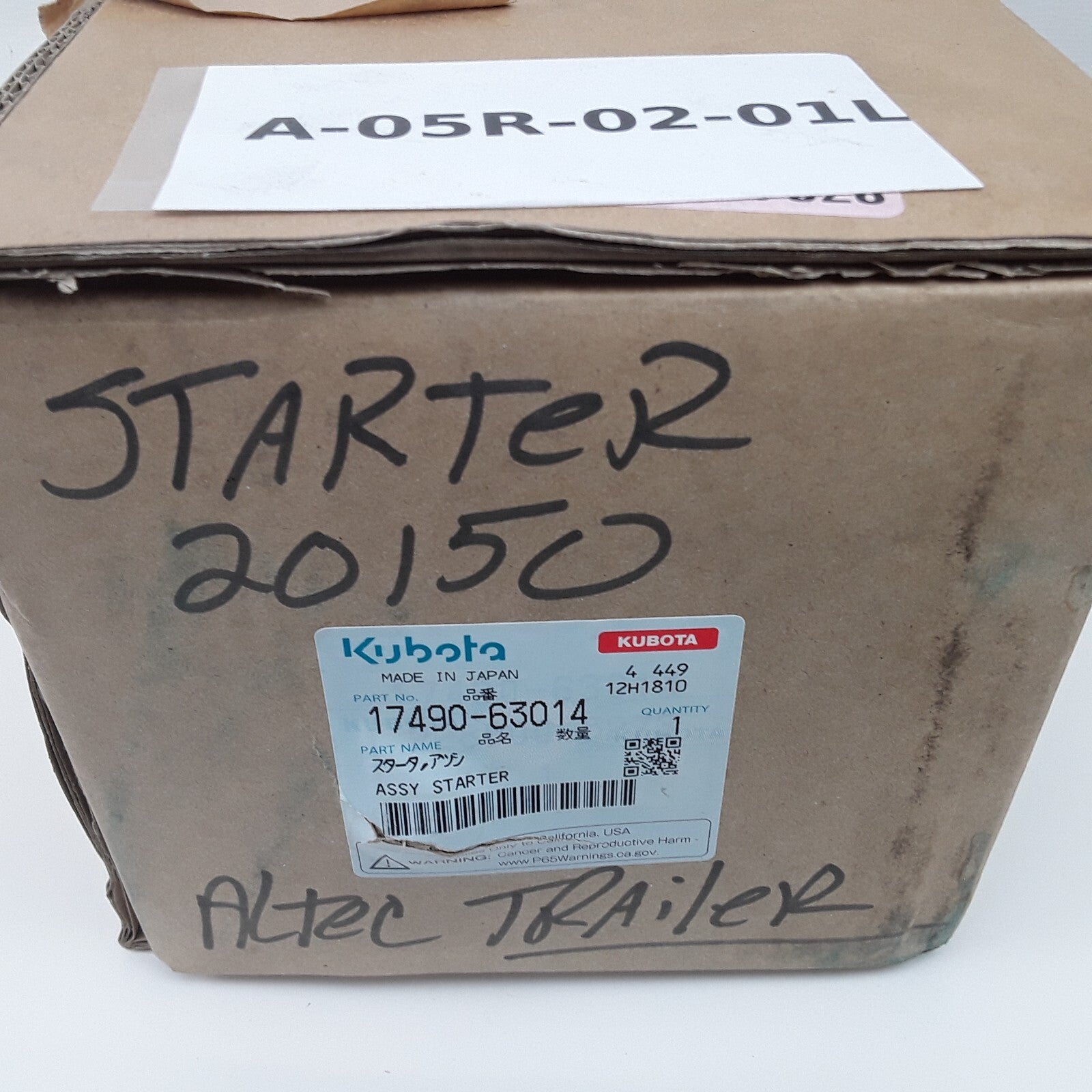 OEM Kubota 17490-63014 12V Starter Motor Compatible with Kubota V2203 Engine