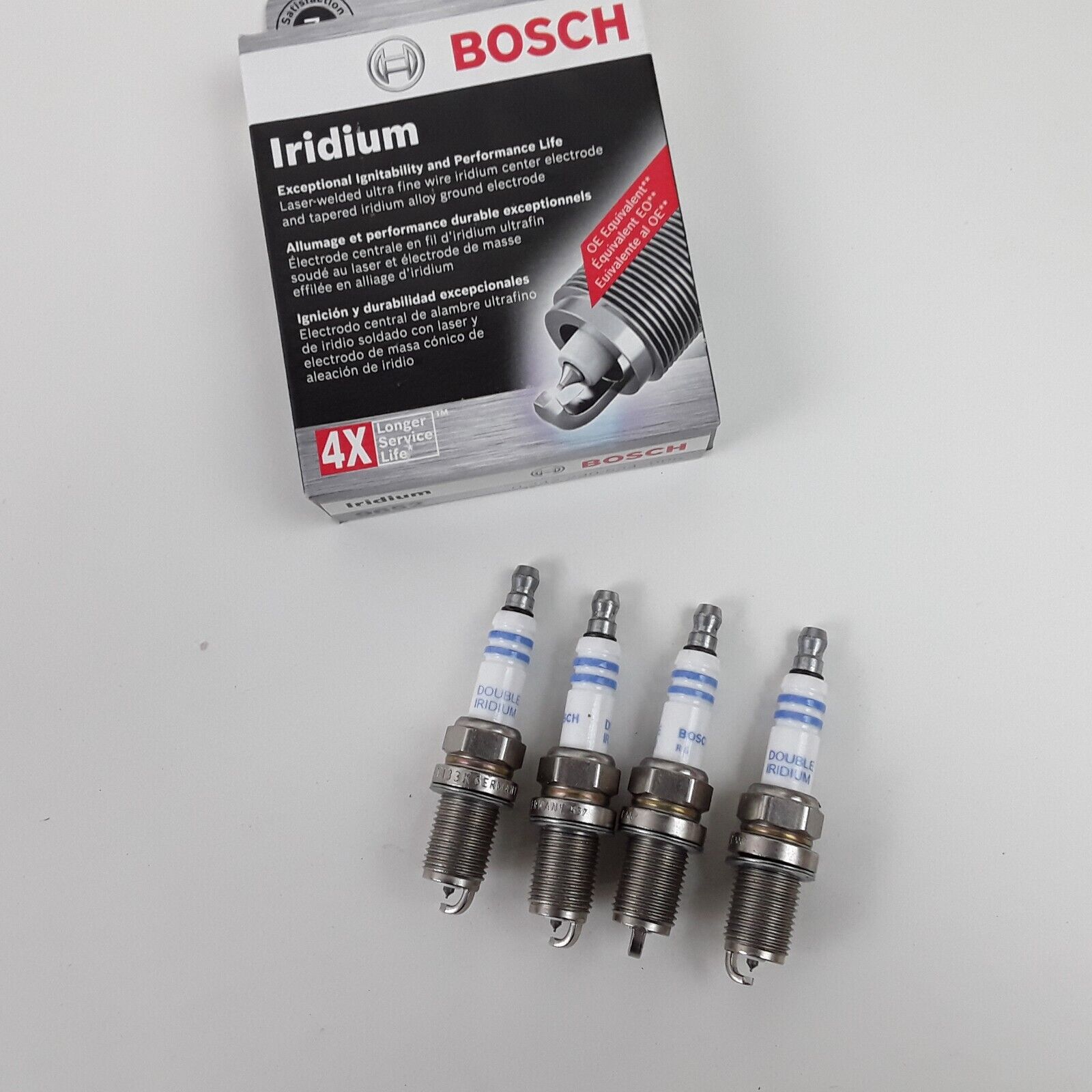 Set of 4 Bosch 9652 Double Iridium Spark Plugs Fits Dodge, Nissan, Toyota & More