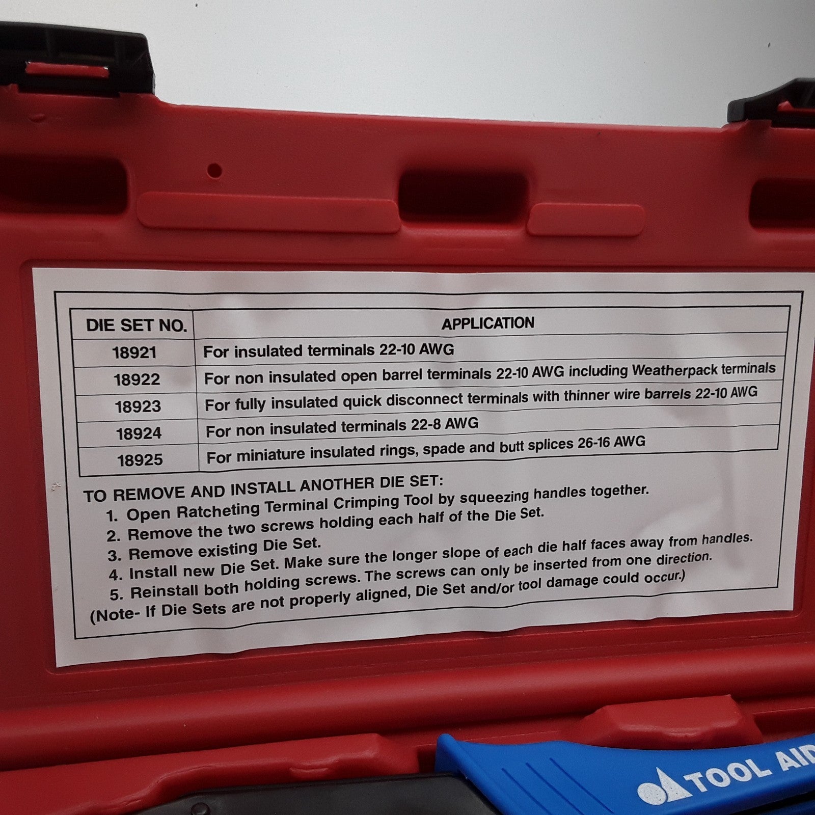 Tool Aid 18920 Ratcheting Terminal Crimping Kit Professional Automotive Tools