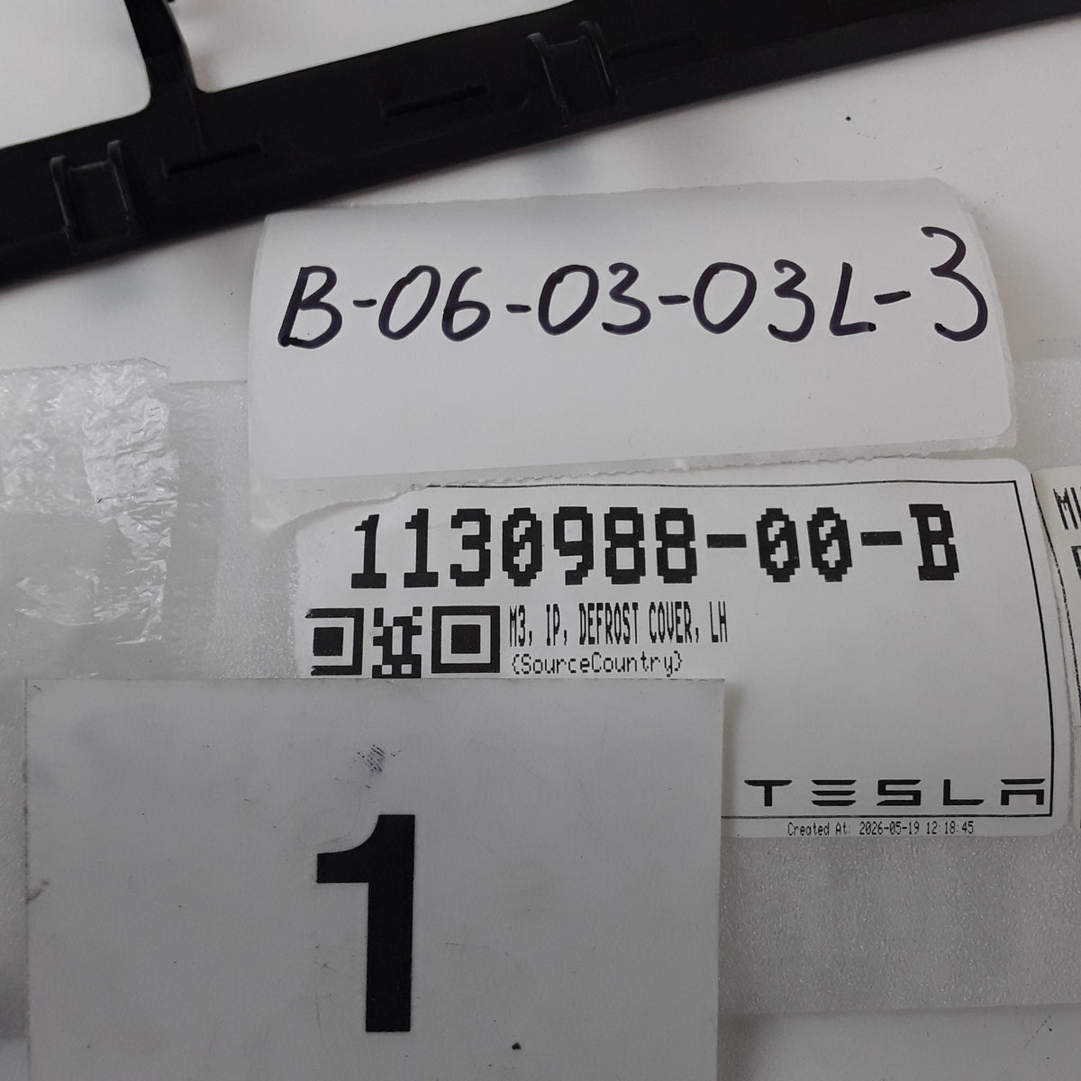 1130988-00-B Left Instrument Panel Defrost Cover For Tesla Model 3 Genuine OEM