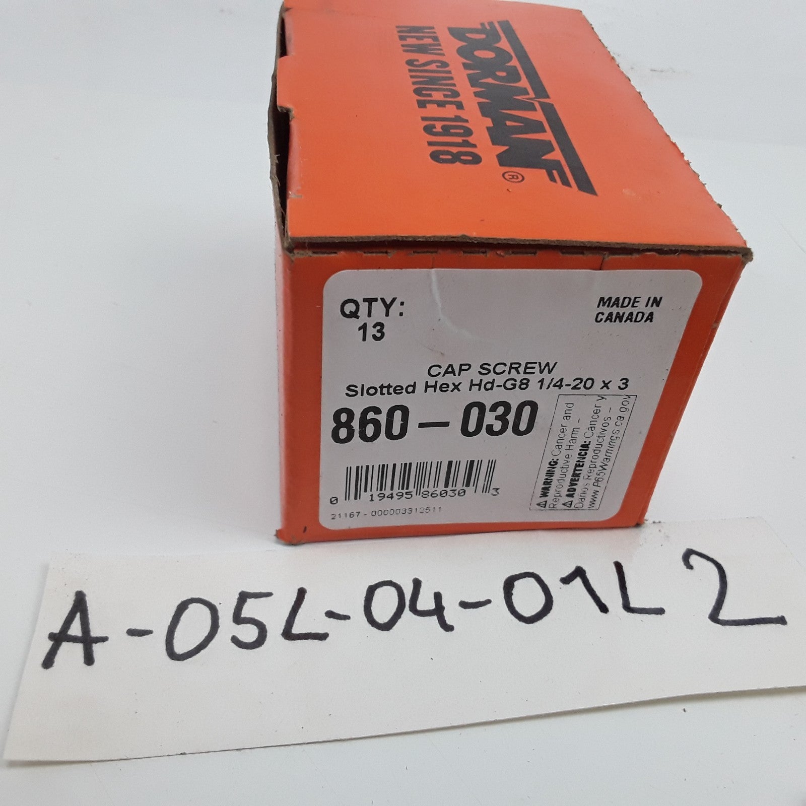 Dorman 860-030 Cap Screw-Hex Steel Head-Grade 8- 1/4-20 x 3 in Set of 13