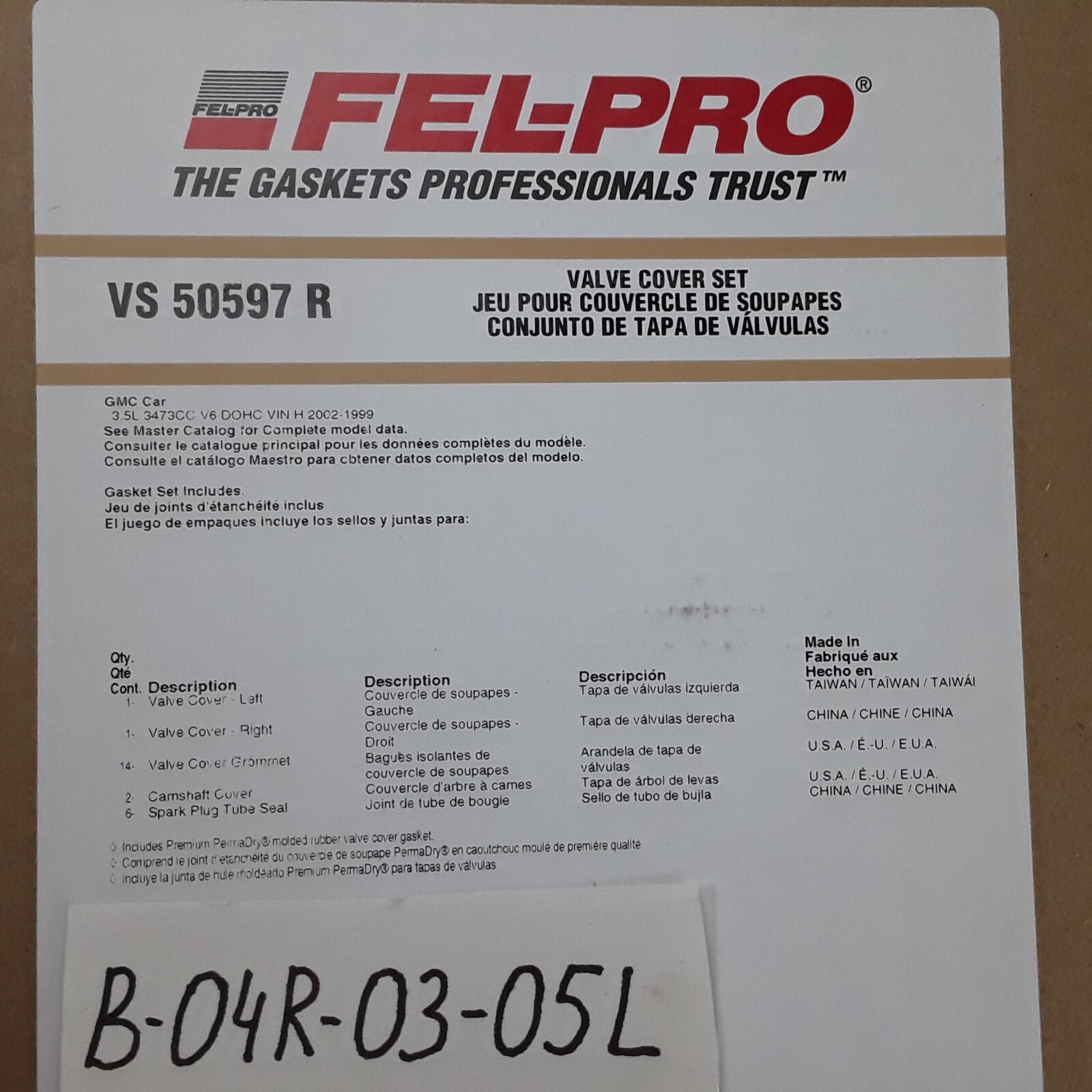 Fel-Pro Engine Valve Cover Gasket Set Fits Oldsmobile Aurora, Intrigue 1999-2002