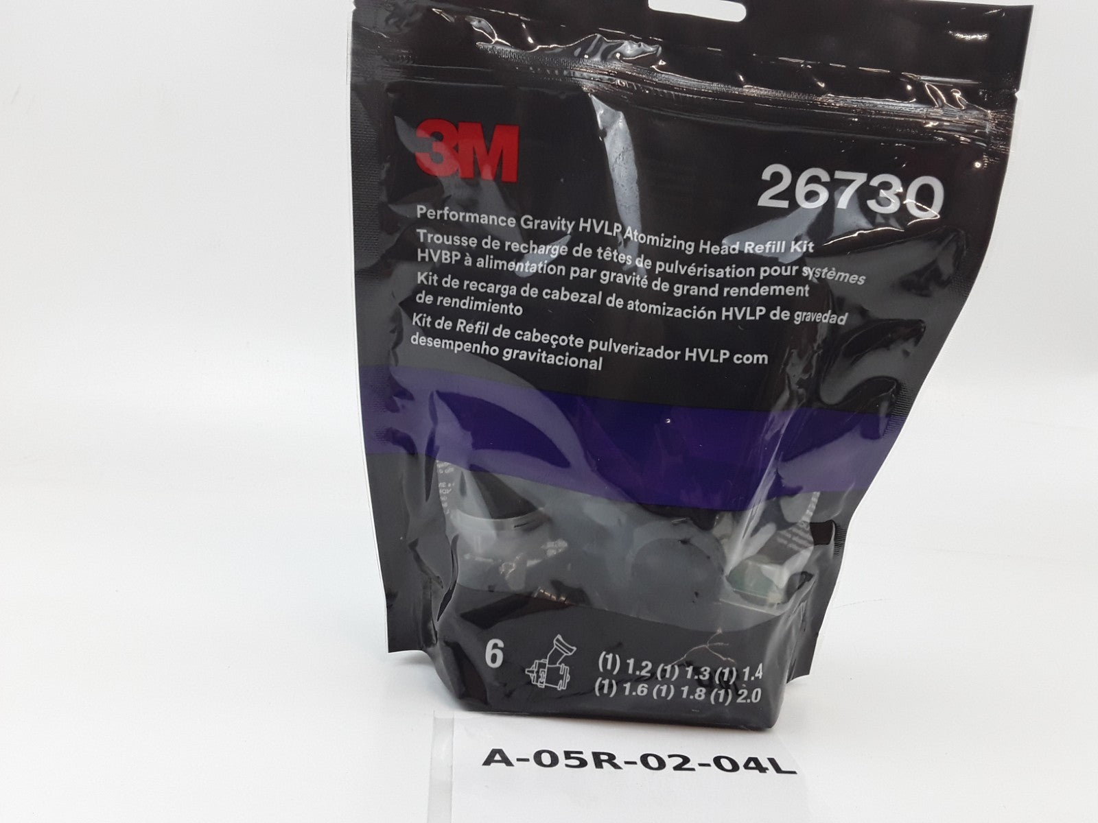 3M Performance Gravity HVLP Atomizing Head Variety Kit, 26730, Sizes 1.2 6-pack