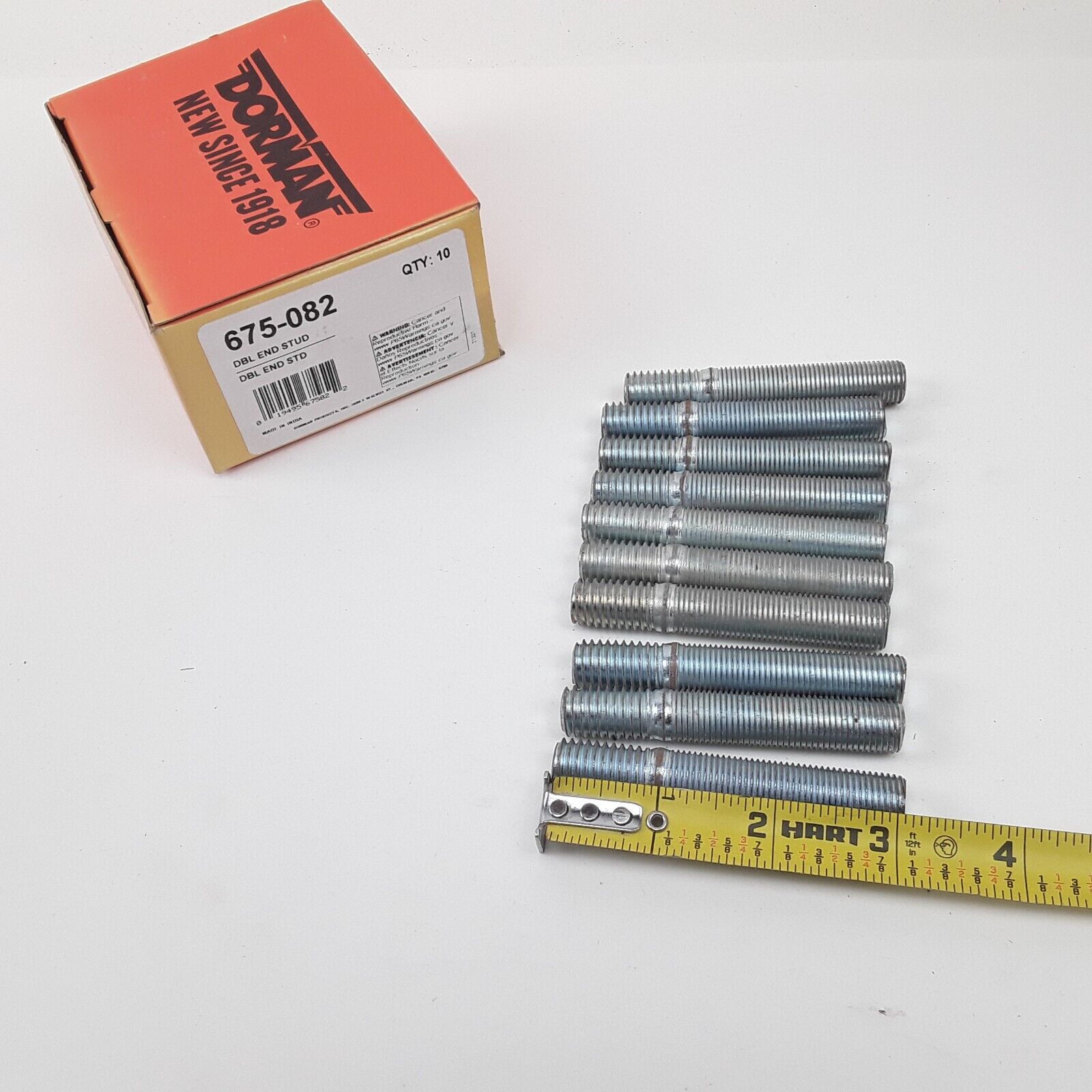 Double Ended Stud Steel Silver - 1/2-13 x 3/4 In. and 1/2-20 x 2 In Pack of 10