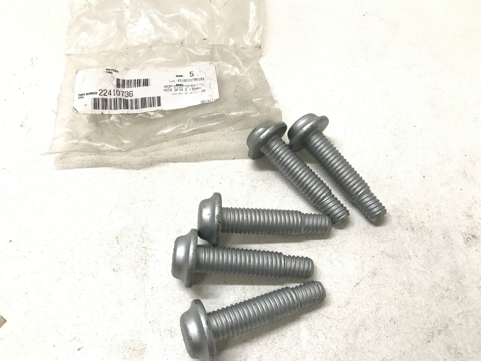 LOT OF 5 - GENUINE MACK 22410736 BOLT HS2P-D120-12-D1 HUCK SPIN 2 (16MM) - HotCarParts