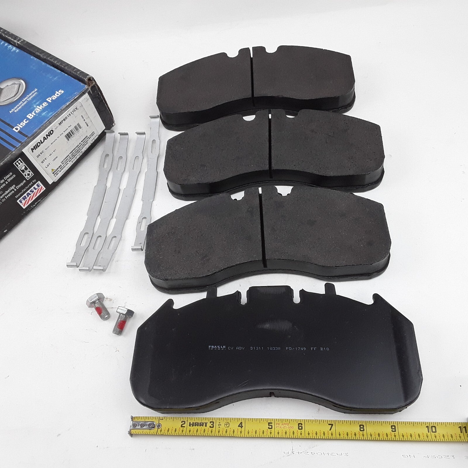 Haldex MPBD1311CV Disc Brake Pad Fits Meritor EX225H2 Calipers FMSI D1311