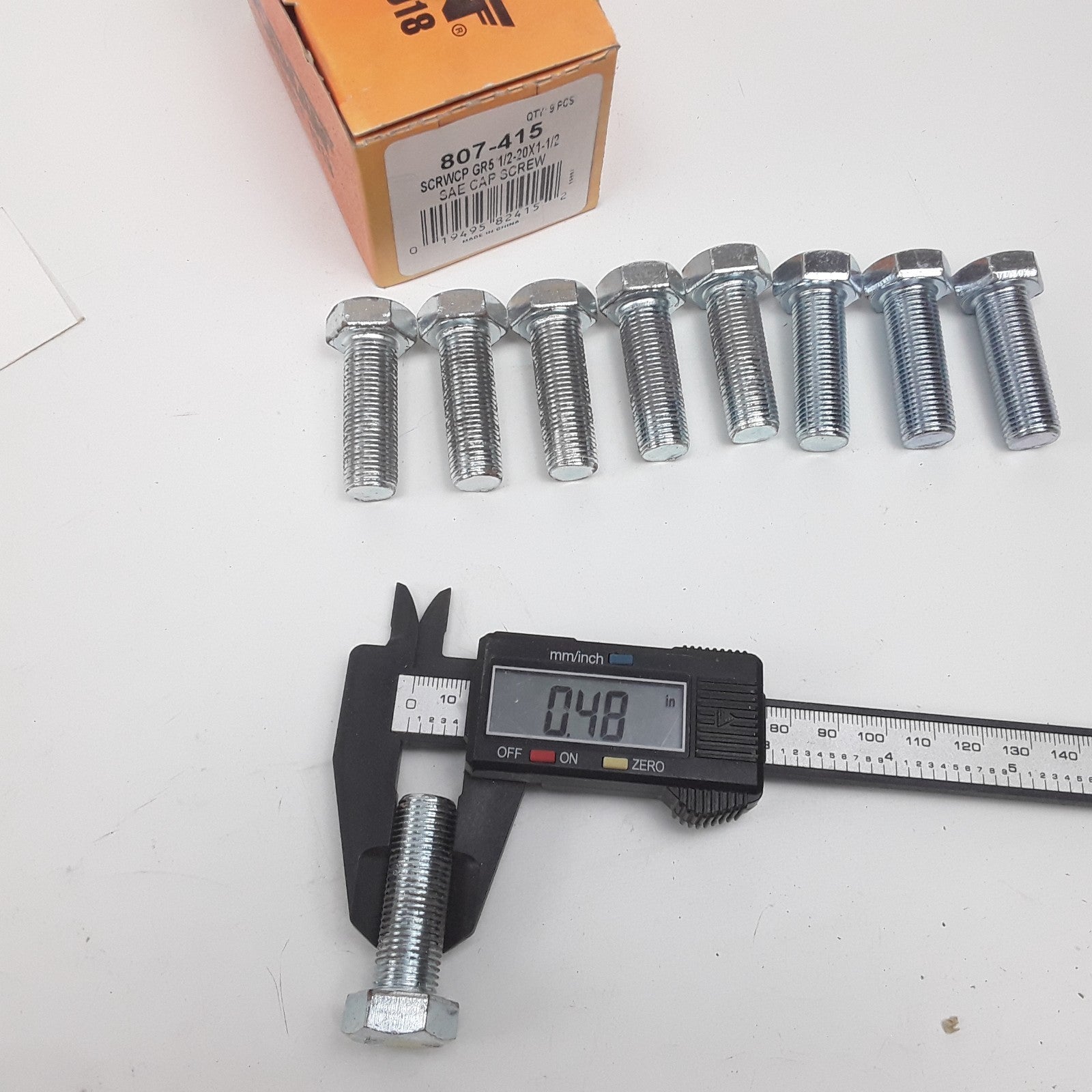 Dorman 807-415 Cap Screw-Hex Steel Head-Grade 5- 1/2-20 x 1-1/2 in Set of 9