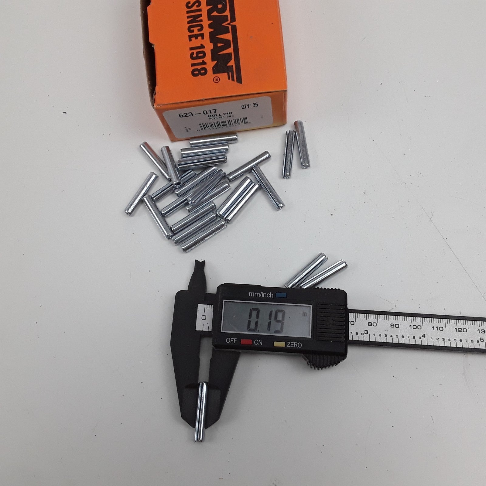 Dorman 623-017 Roll Pins Steel 3/16 in x 1 in Set of 25