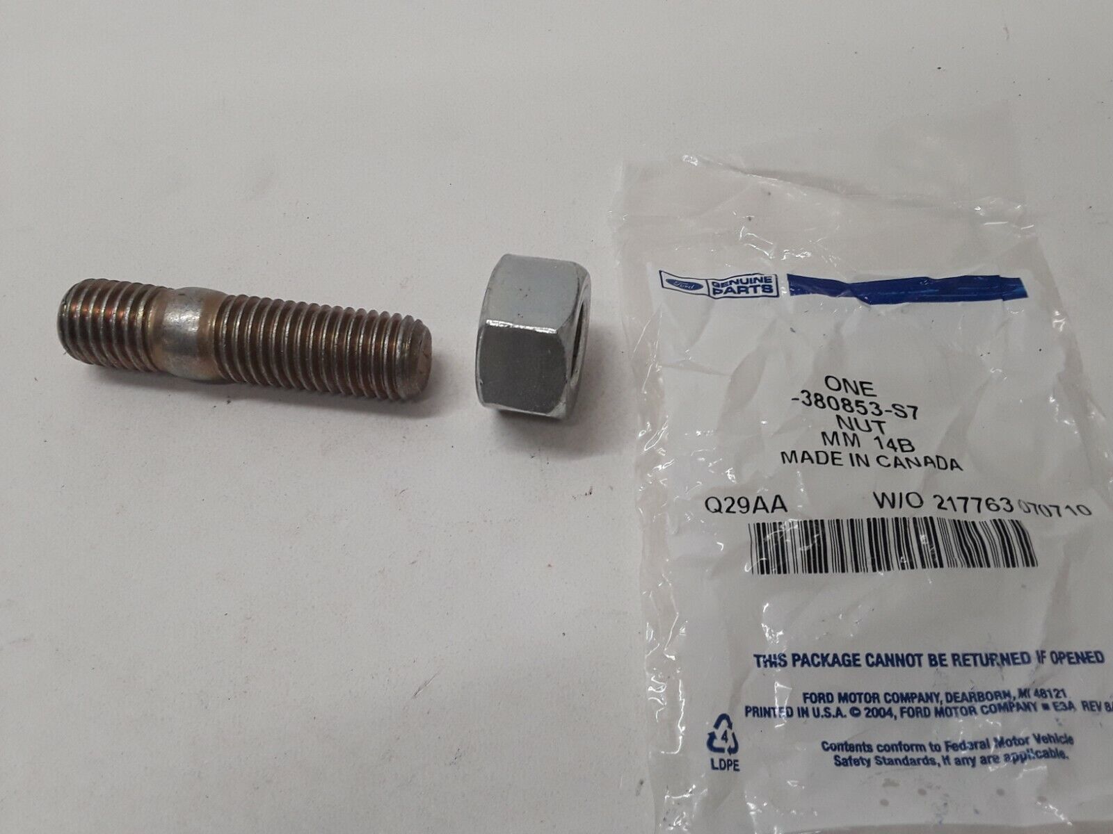 Genuine OEM Ford 380853-S7 3/4-10 Hex Nut WITH Stud FAST FREE SHIPPING - HotCarParts