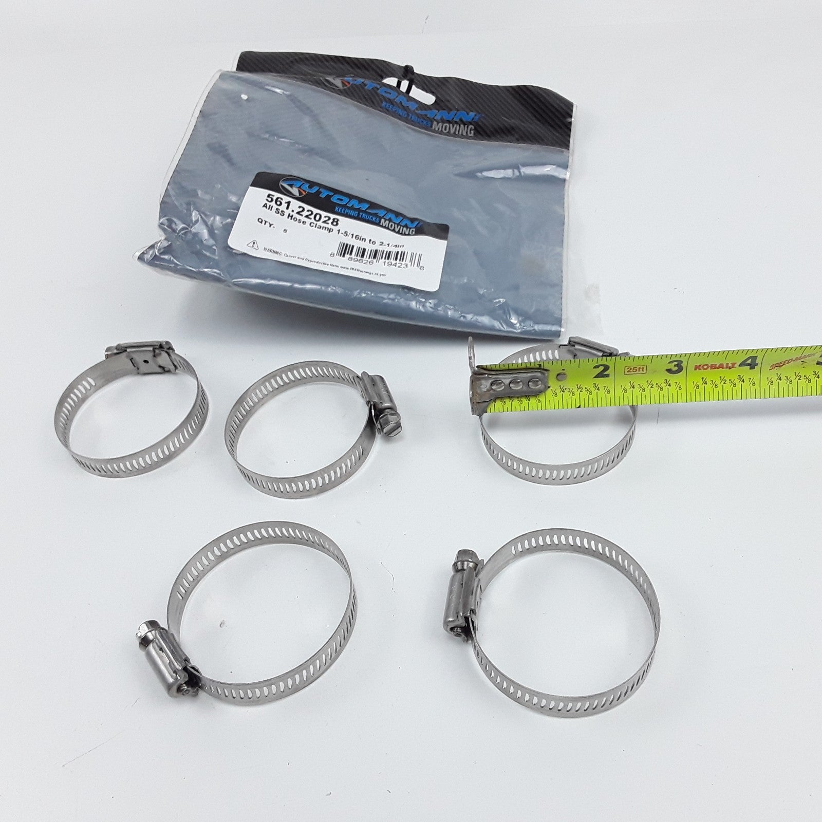 Automann 561.22028 All SS Hose Clamp Assembly 1-5/16in to 2-1/4in Set of 5 Clamp