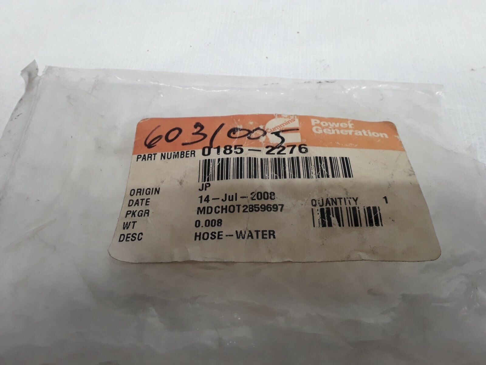 CUMMINS 01852276 HOSE-WATER 0185-2276 OEM FAST SHIPPING - HotCarParts