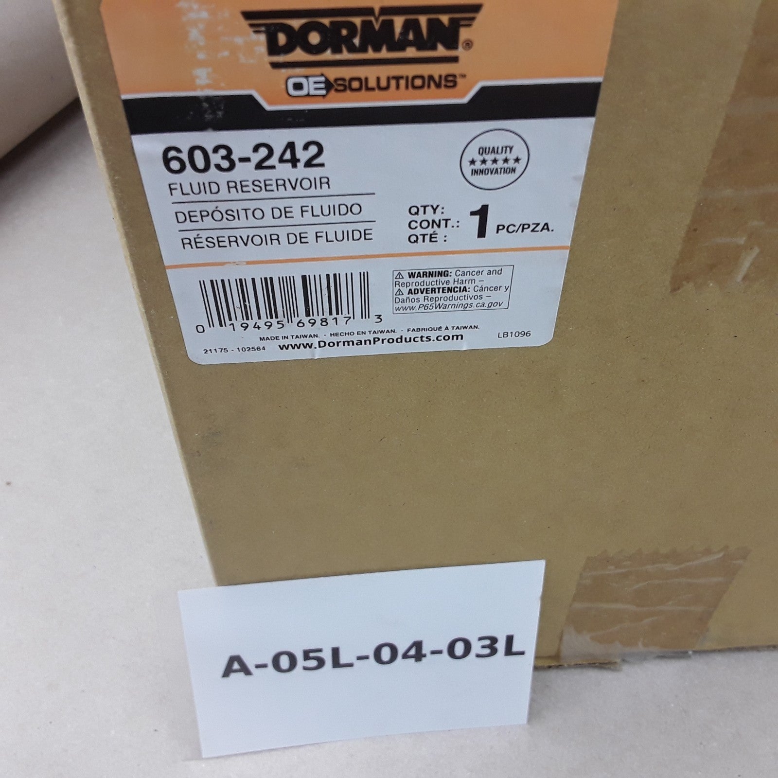 Dorman 603-242 Front Washer Fluid Reservoir Fits Toyota Prius (2003 2004-2008)