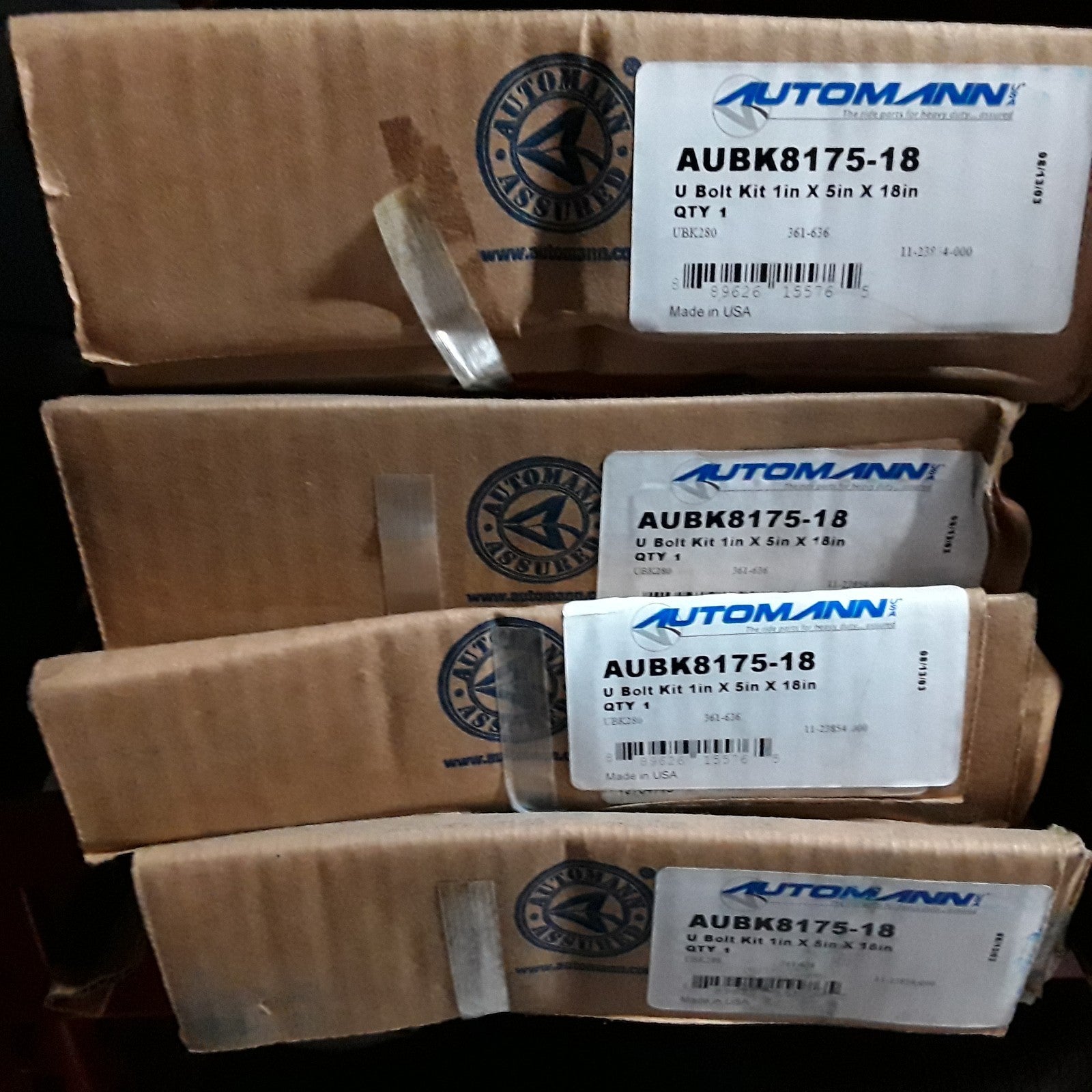Leaf Spring Axle U-Bolt Kit 1.00" Dia. x 5.00" Width x 18.00" Length Round Bend