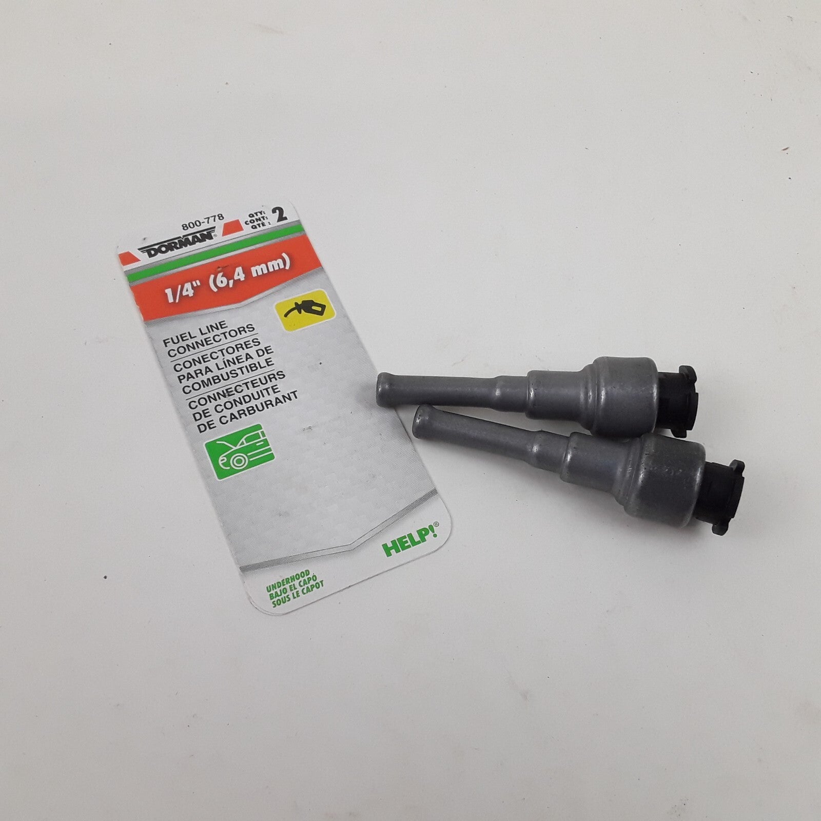 set of 2 Dorman 800-778 Fuel Line Connector Nylon Straight To 1/4 In. Barbed