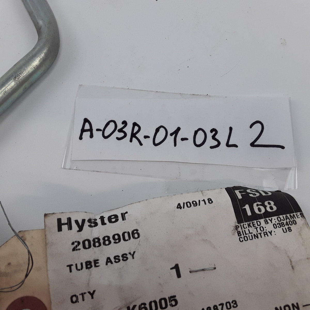 Hyster 2088906 Tube Assembly Fits Heavy Duty Hyster Forklifts