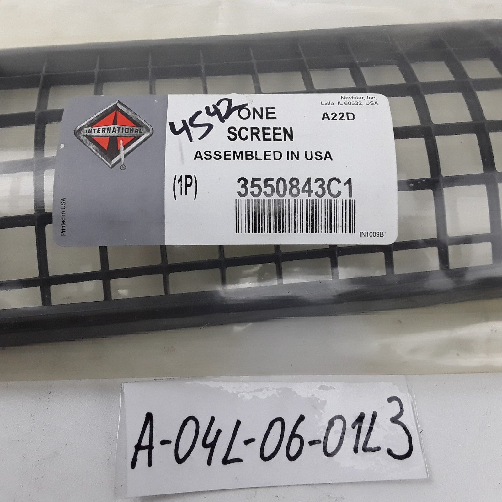 International 3550843C1 Air Intake Grille Green Screen For Navistar Trucks