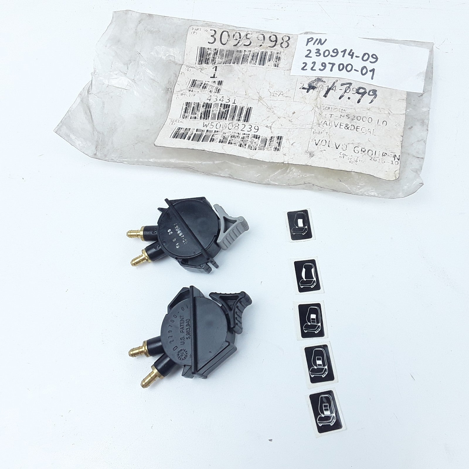 Seat Low Pressure Air Valve For Volvo VNL VNM & VHD p/n 230914-09 , 229700-01