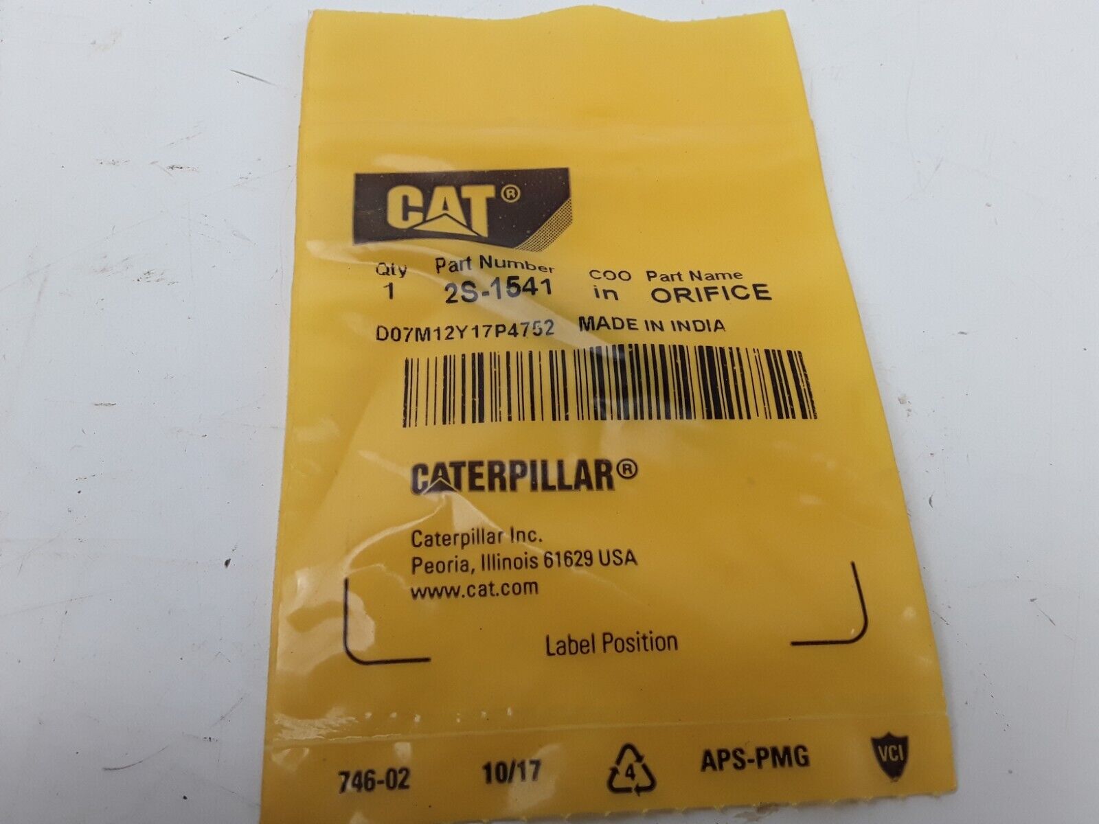 NEW Cat 2S1541 RESTRICTOR,FLUID ENGINE OIL LINES ORIFICE-PISTON COOLING JET - HotCarParts