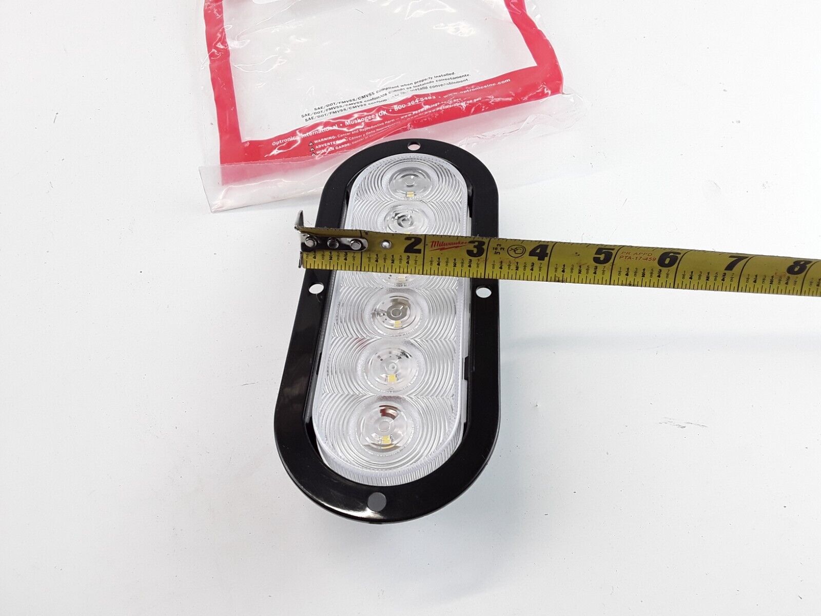 Trailer Truck Clear 6" Oval LED Back-Up Light, White Sealed Optronics BUL12CFBP - HotCarParts