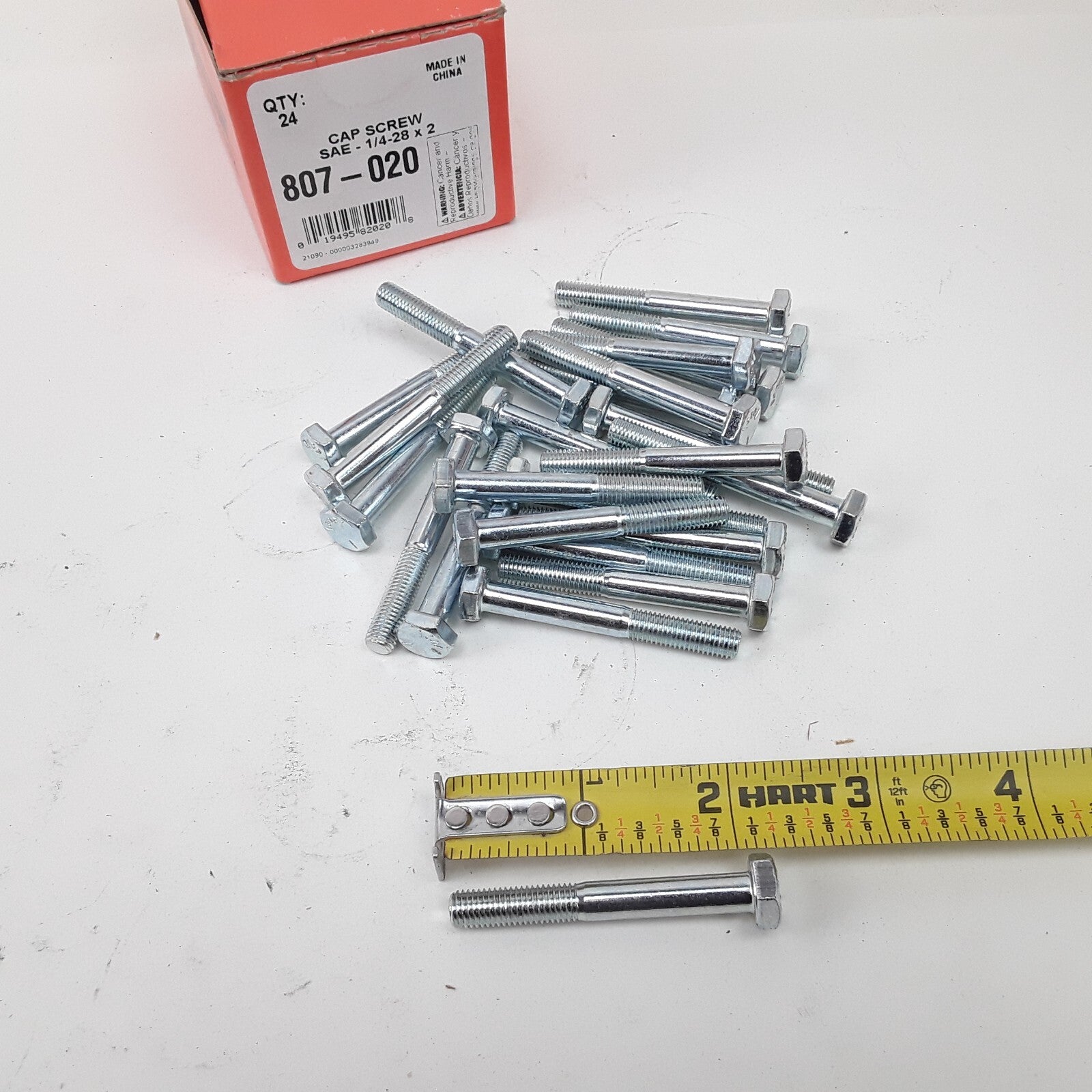 Multipurpose Car Truck Bolt Cap Screw-Hex Head-Grade 5- 1/4-28 x 2 In Pack of 24