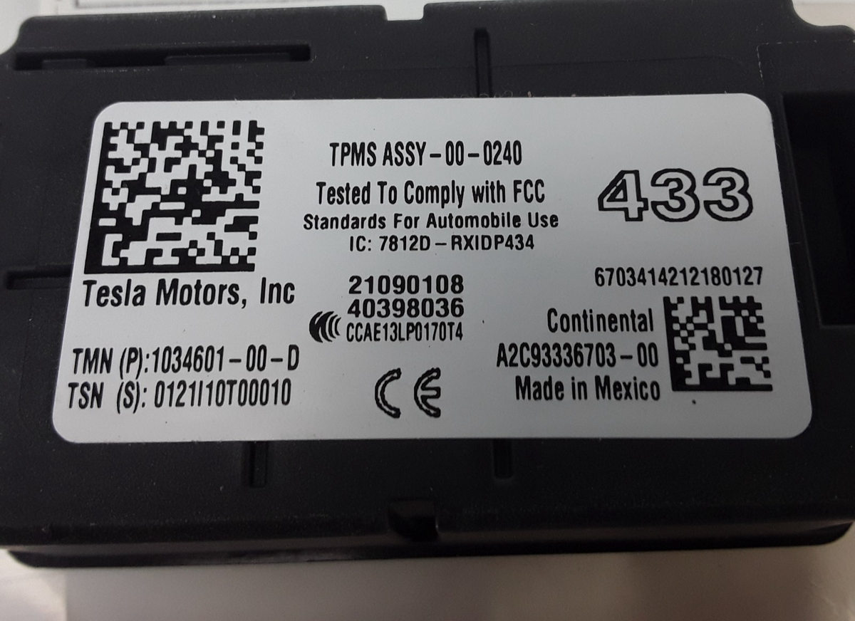 Model S & X 2012-2021 TPMS ECU Receiver 433MHz 1034601-00-D Genuine OEM