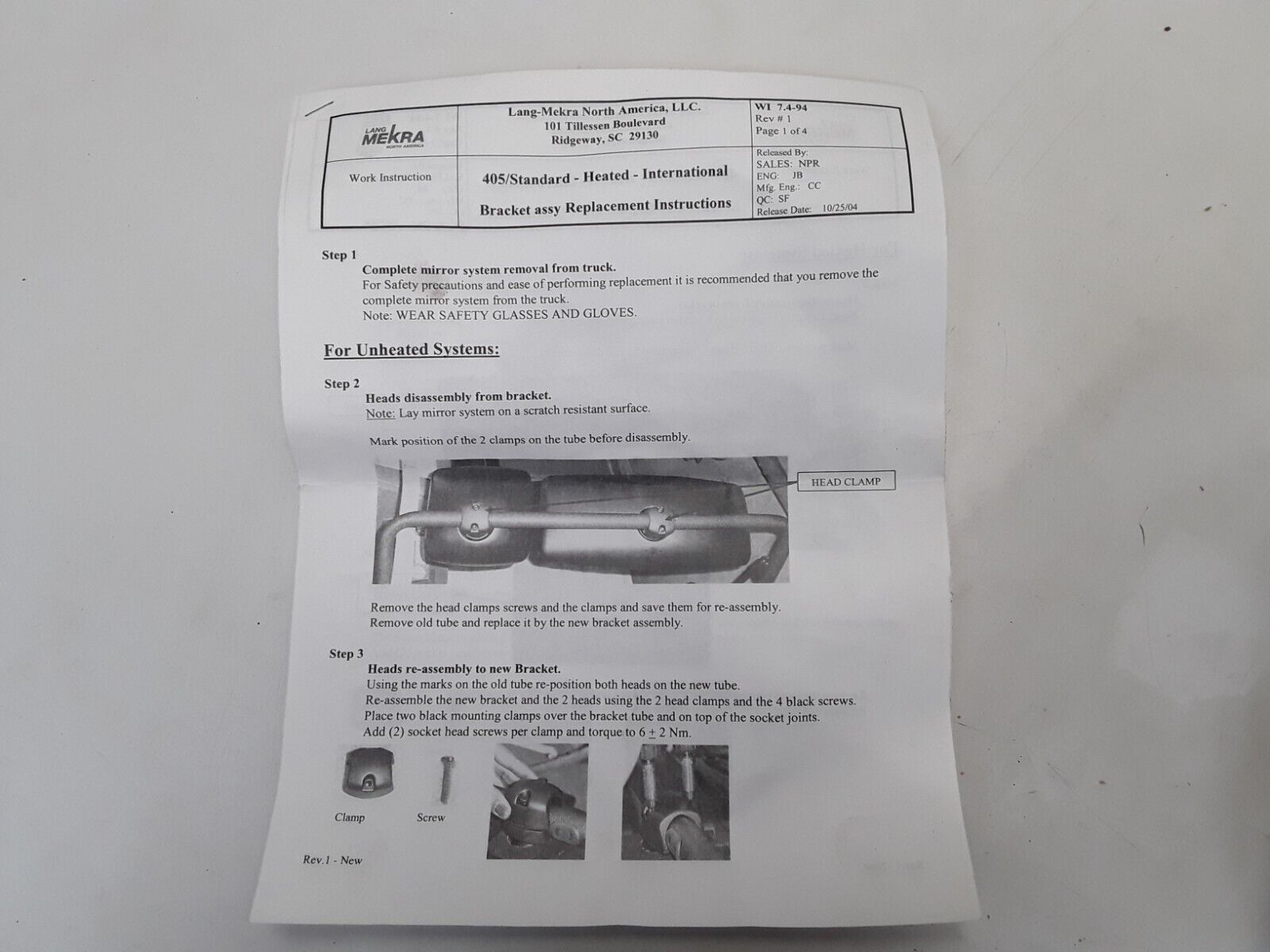 INTERNATIONAL MOUNT BRACKET MIRROR 405 MANUAL Fits DuraStar WorkStar ProStar - HotCarParts