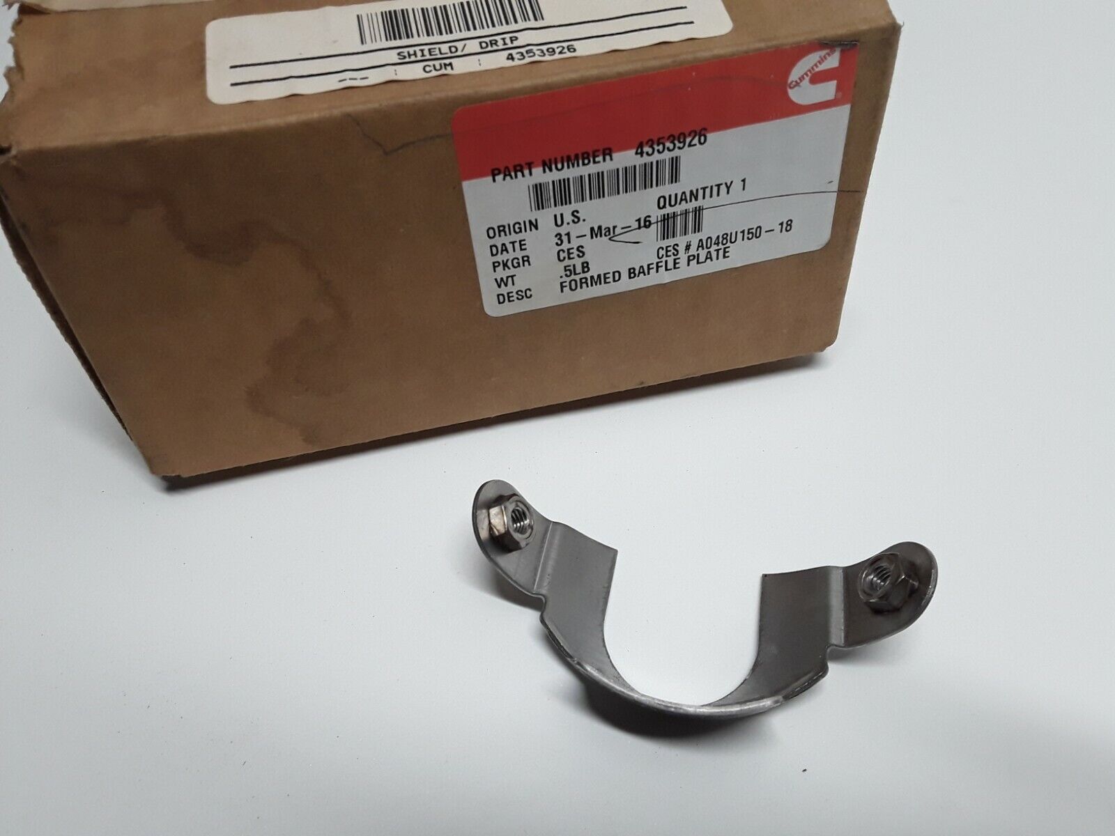 4353926 GENUINE OEM CUMMINS DRIP SHIELD STAINLESS FAST FREE SHIPPING - HotCarParts