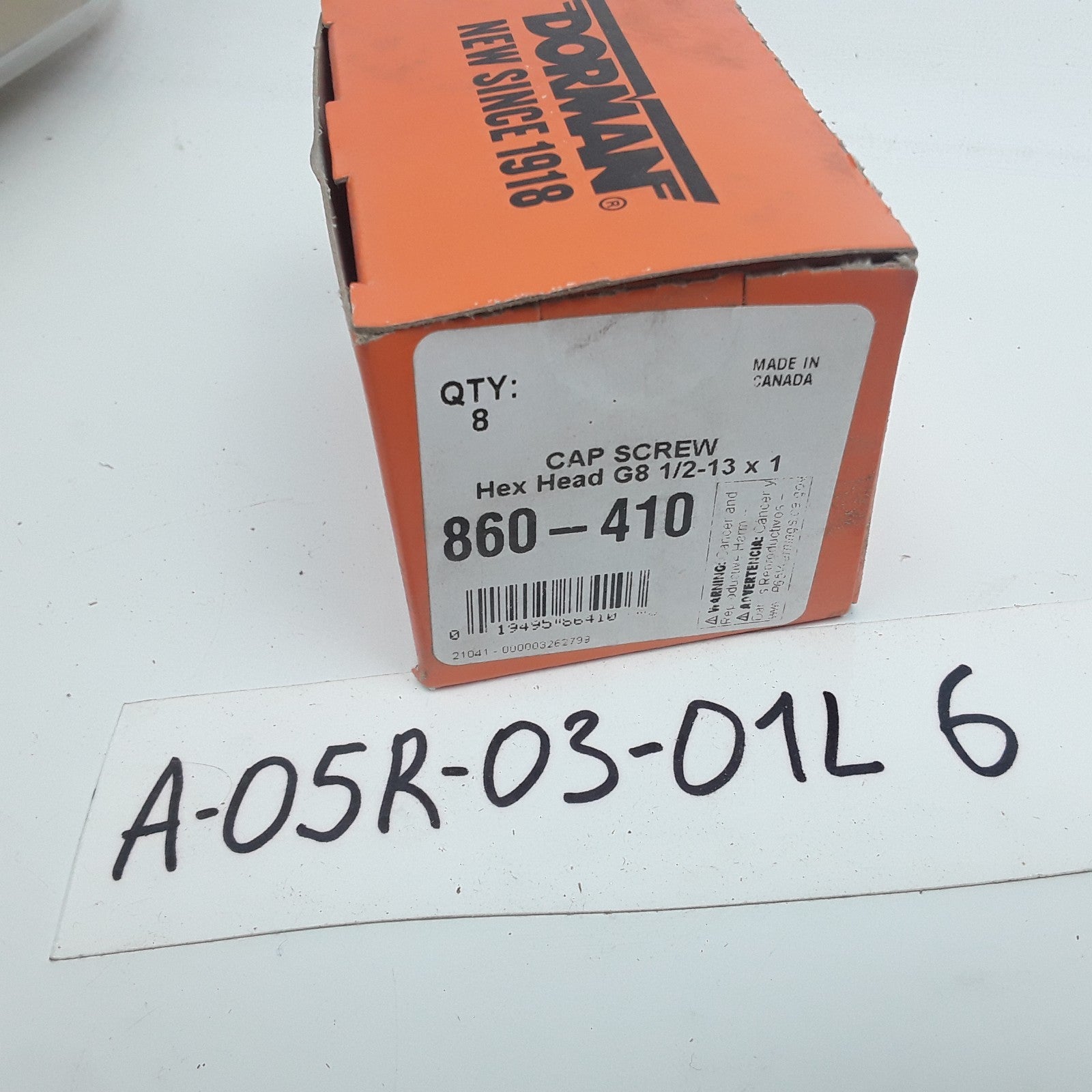 Dorman 860-410 Cap Screw-Hex Steel Head-Grade 8- 1/2-13 x 1 in Set of 8