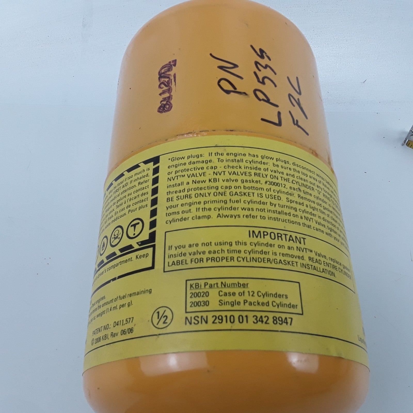 KBi Dieselmatic Single Ether Engine Priming Fuel Cylinder For Turn Key Starts