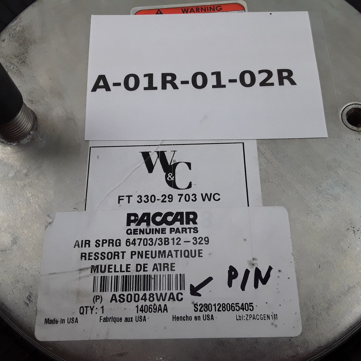 Paccar AS0048WAC Airlift Bag Air Suspension Spring For Heavy Duty Car Trucks