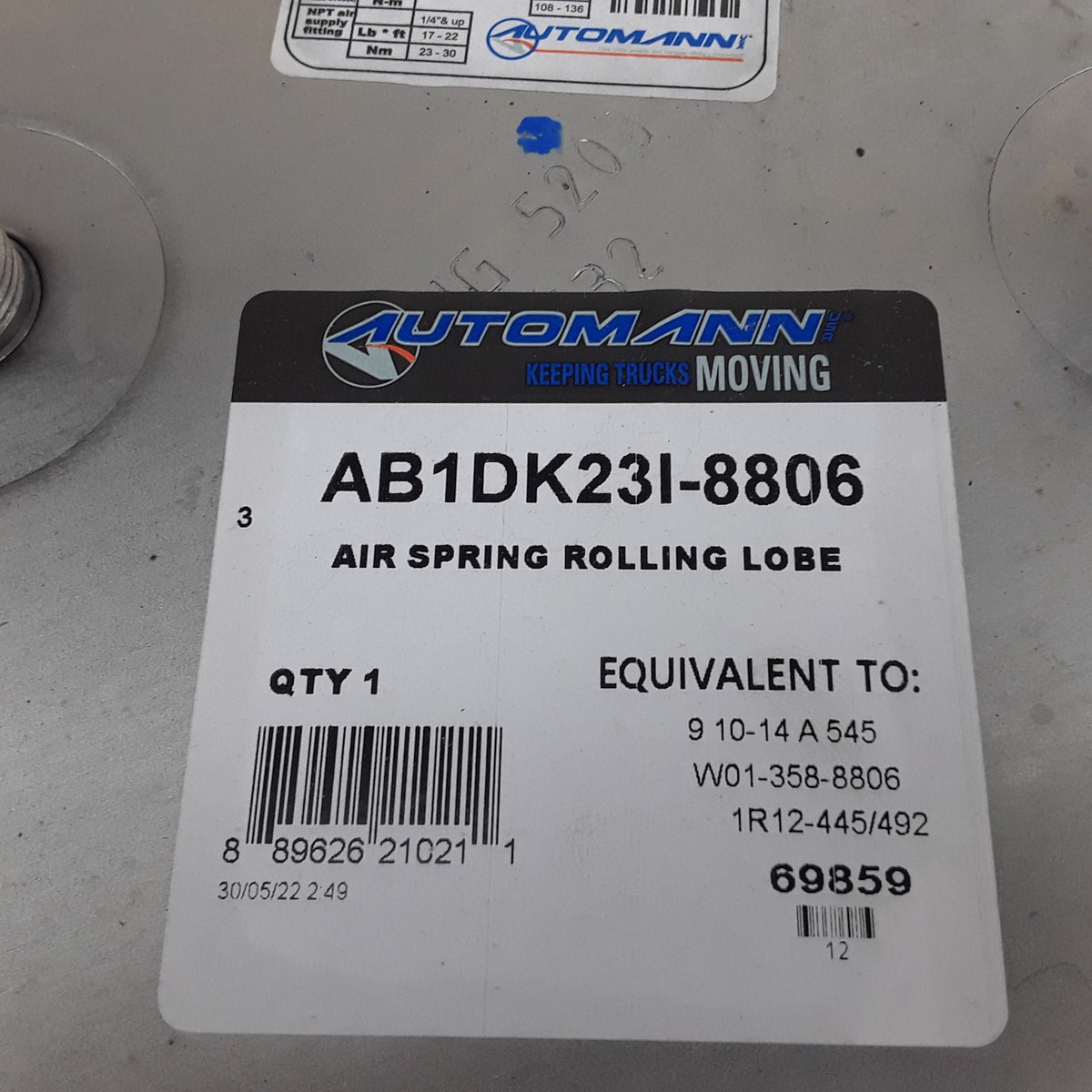 Automann AB1DK23I-8806 Air Suspension Spring Rolling Lobe For Trucks & Trailer