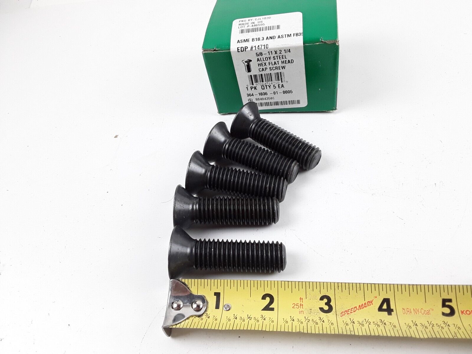 5pcs 5/8-11 X 2 1/4 Alloy steel hex flat head cap screw 5/8"-11 X 2-1/4" USA - HotCarParts