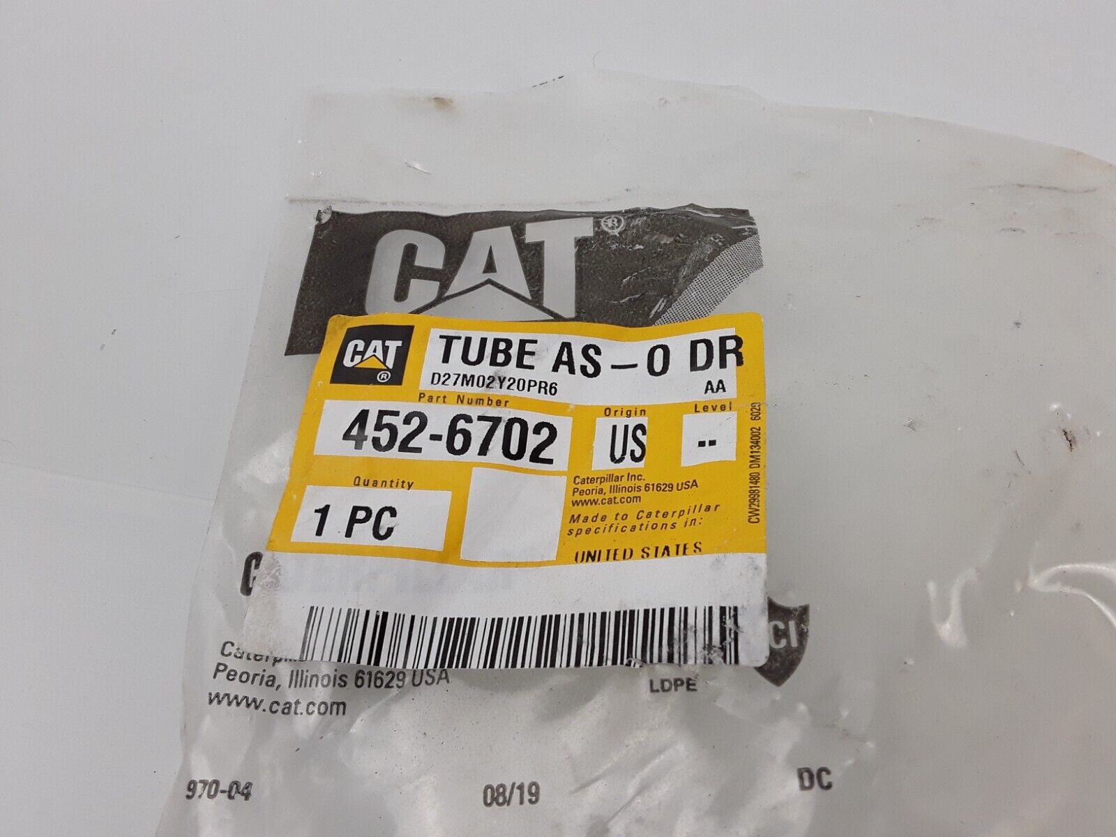 Drain Line Tube AS-0 DR Cat 452-6702 For Caterpillar XQ1140 C18 C18 GEN SE SR4B - HotCarParts