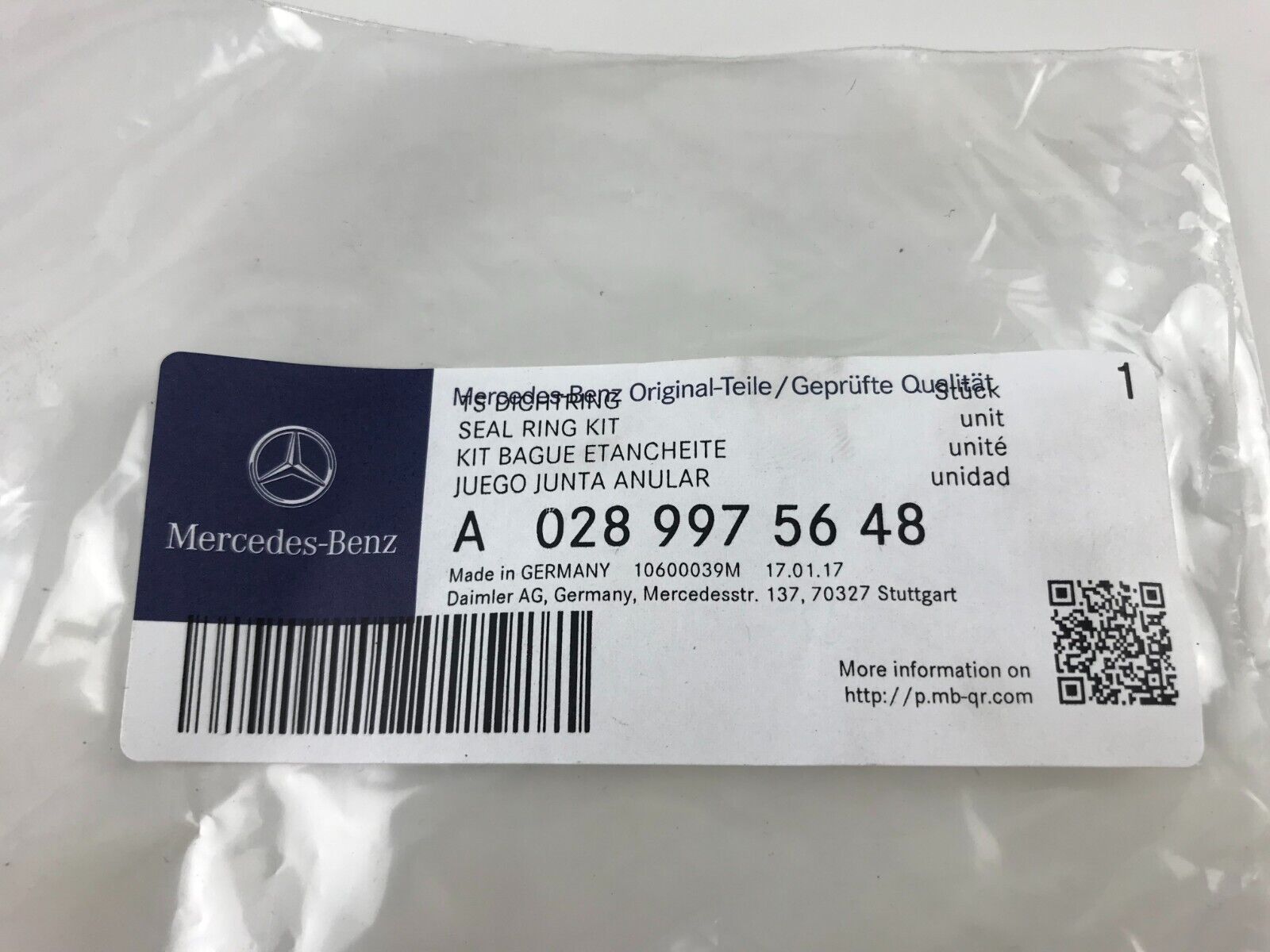 Genuine Mercedes-Benz Fuel Injector Seal Ring Kit A0289975648 DDEA0289975648 FAS - HotCarParts