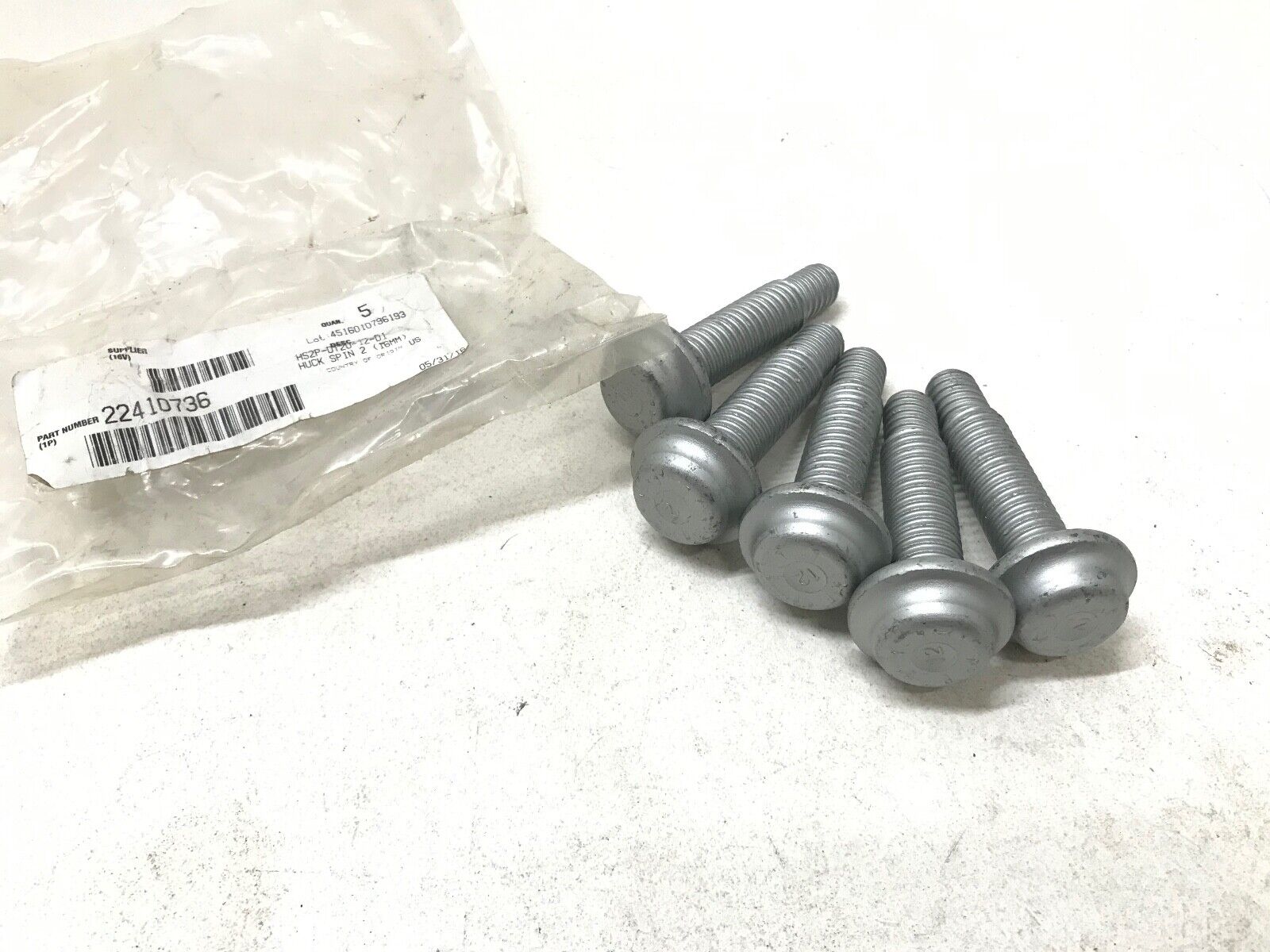 LOT OF 5 - GENUINE MACK 22410736 BOLT HS2P-D120-12-D1 HUCK SPIN 2 (16MM) - HotCarParts