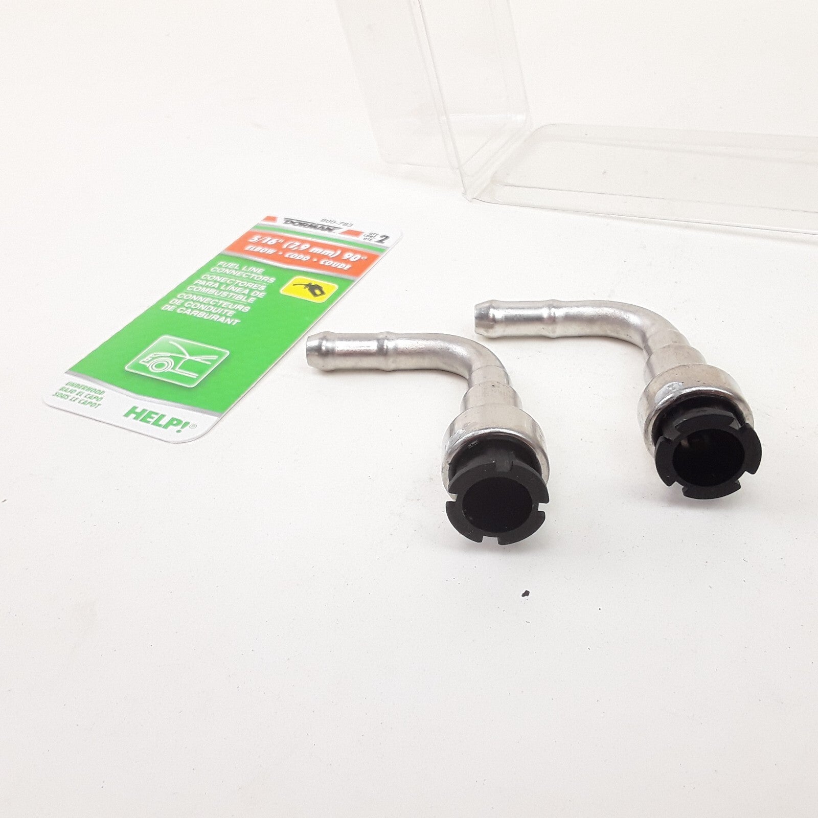 Set 2 Dorman 800-783 Fuel Line Connector Silver Stainless Steel 5/16" 90 Degree