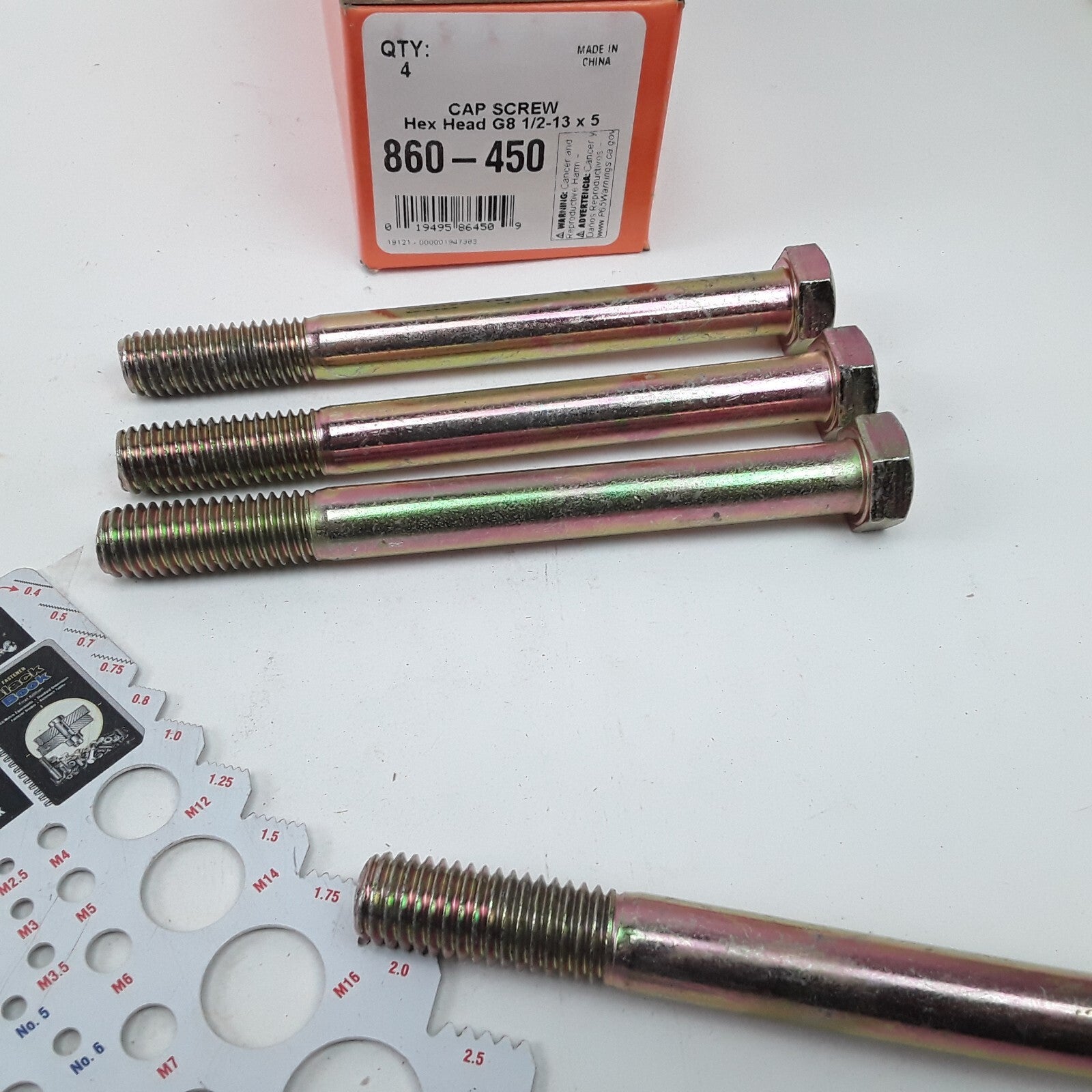 Multi-Purpose Acero Bolt Cap Screw-Hex Head-Grade 8- 1/2-13 x 5 In Pack of 4