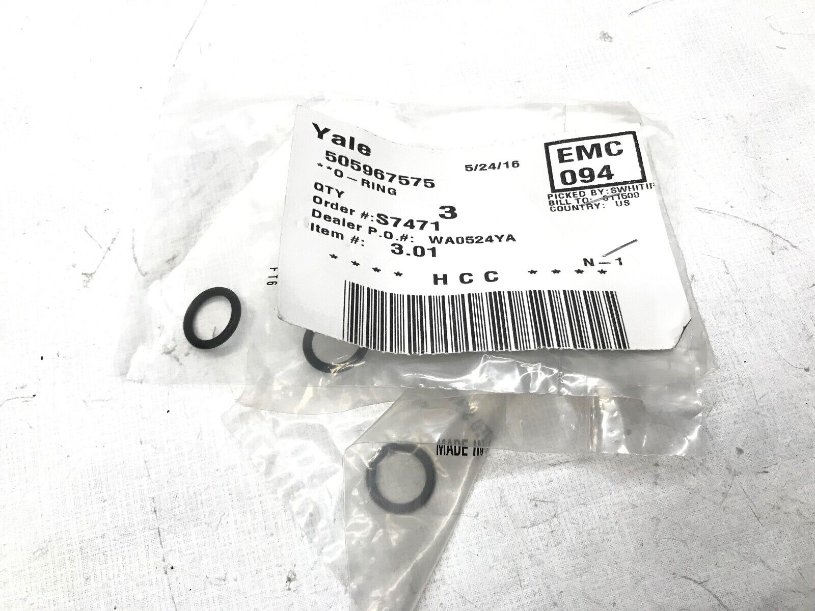 LOT OF 3 YALE FORKLIFT PARTS: O-RING 505967575 - HotCarParts